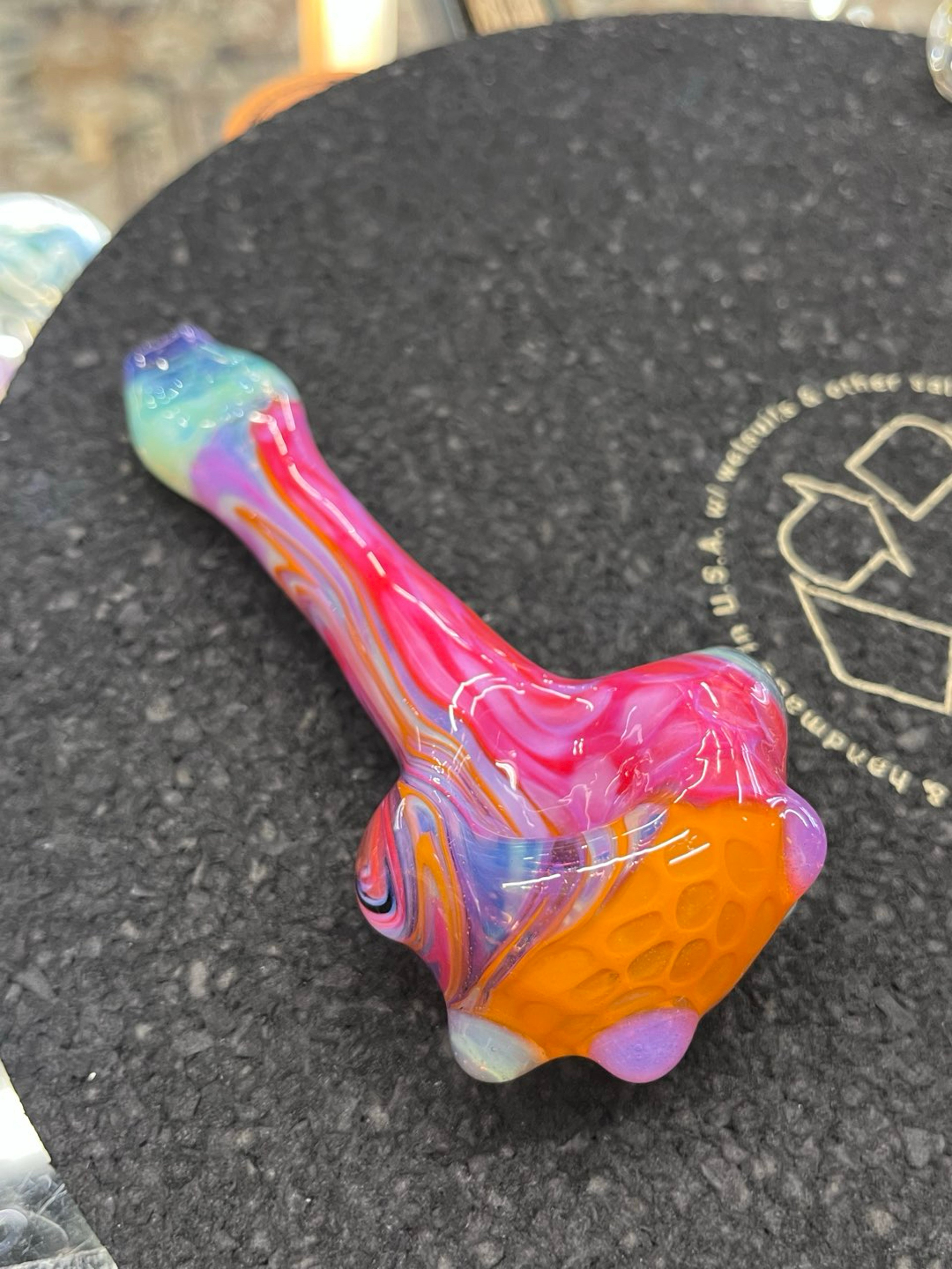 Preview pic of Freeways Glass Art Neon Pink Orange Pipe