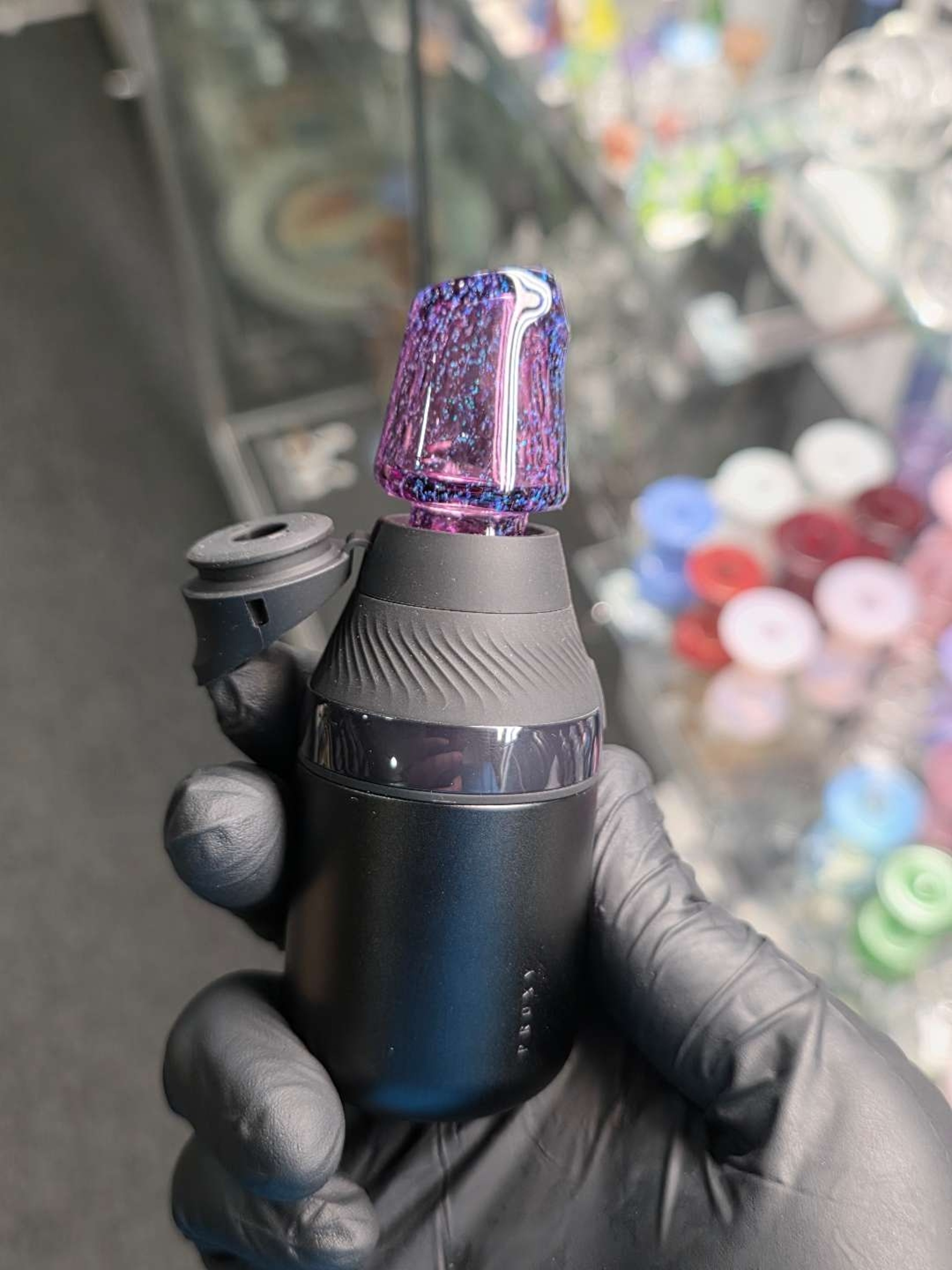 Preview pic of HappyTime Glass Core Mouthpiece Gold Amethyst Cropal