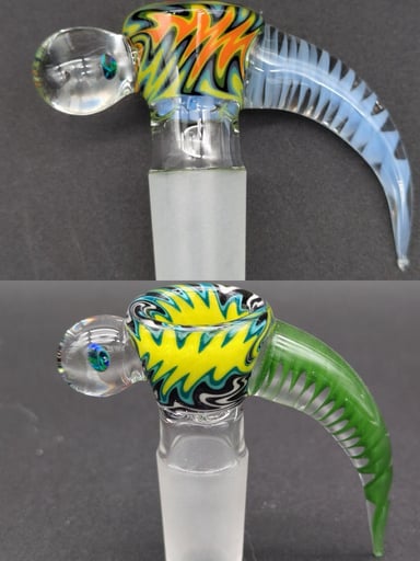 Preview pic of 2K GLASS 18MM WIGWAG SCREENED 4 HOLE SLIDES W/ BLACK OPAL