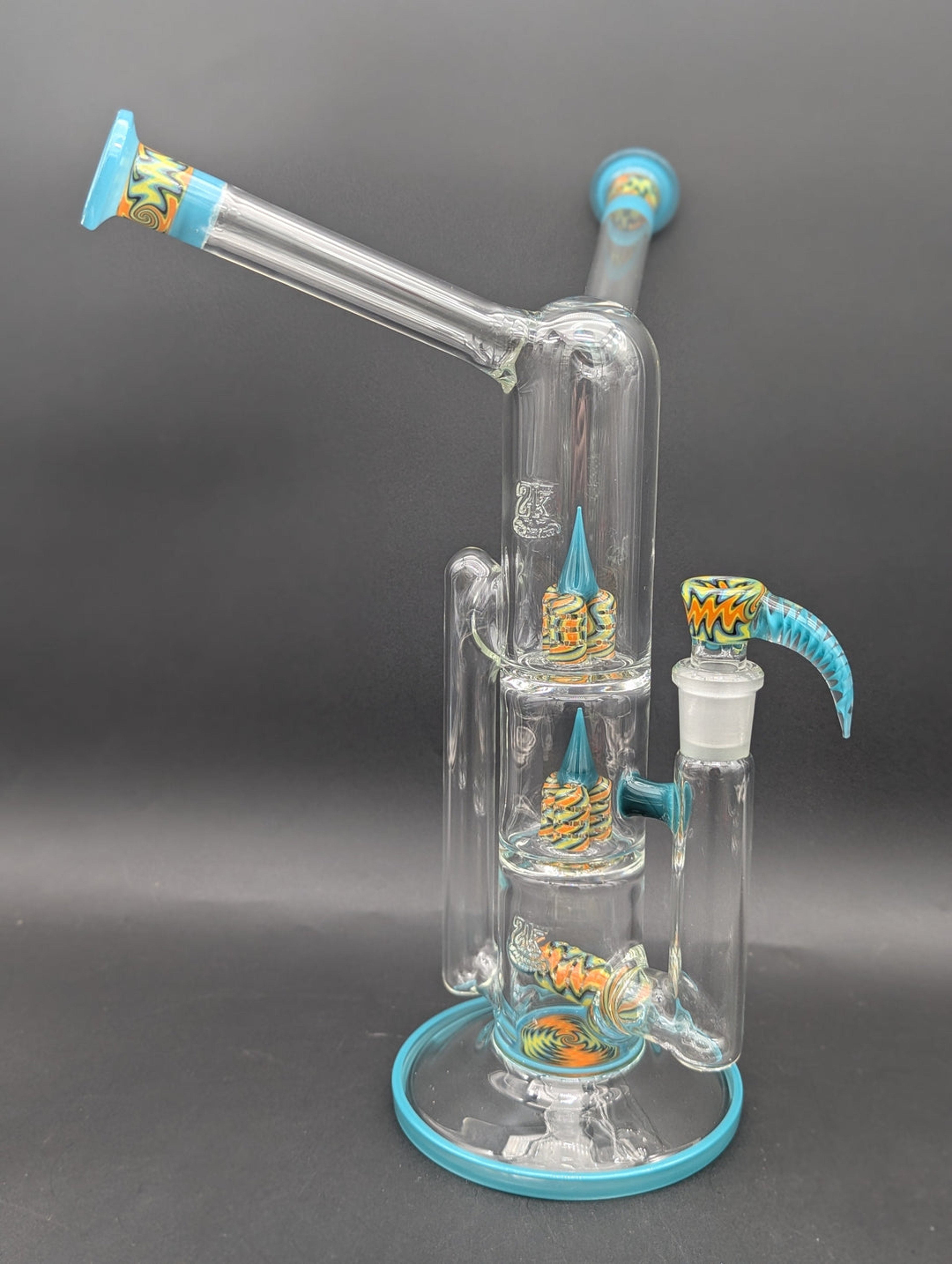 2K GLASS DOUBLE MOUTH TREECYCLER WIGWAG BONG image 0