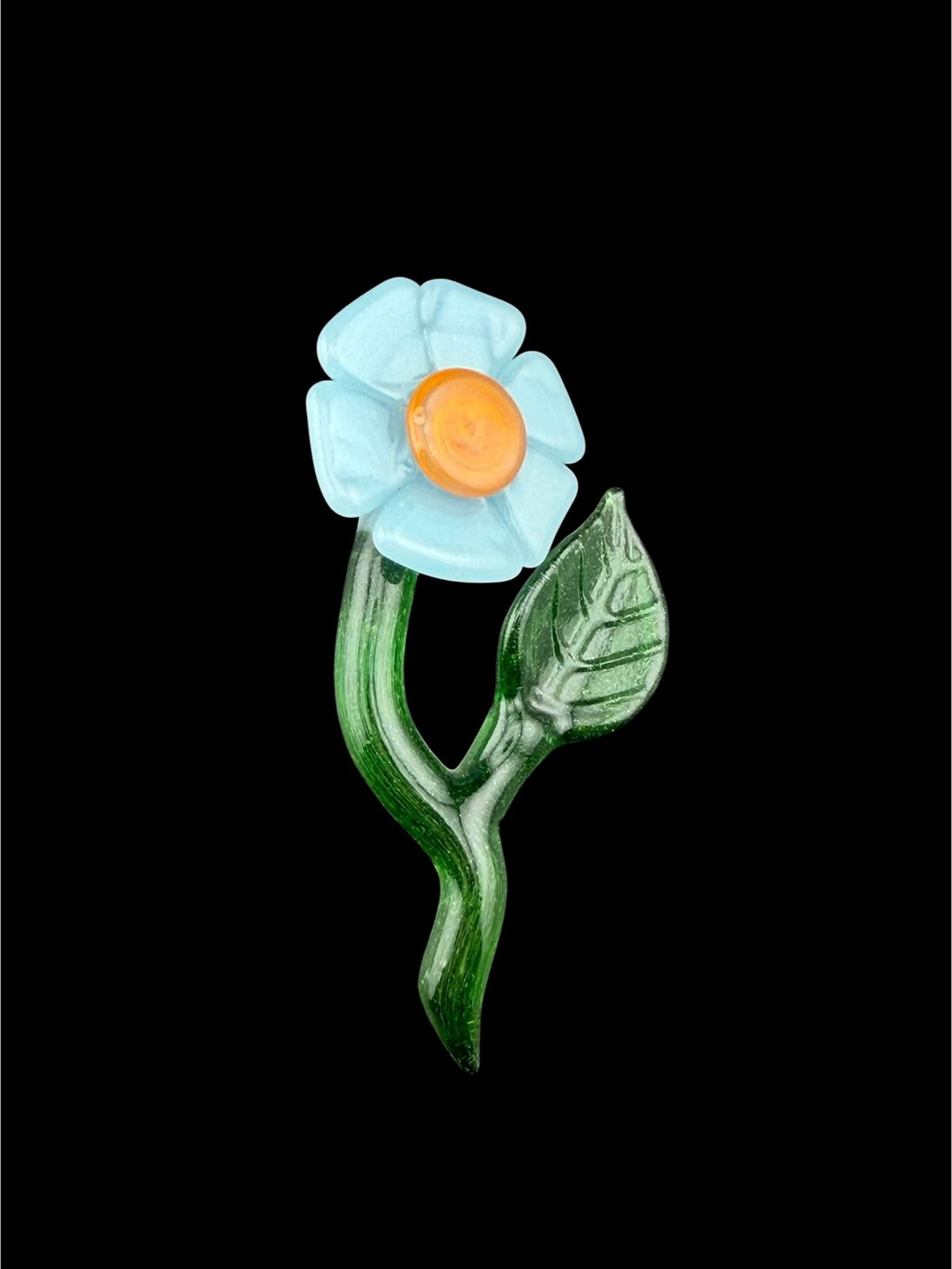 Preview pic of Brand New Bandhu Dunham Flower With Stem, Leaf & Orange Pendant