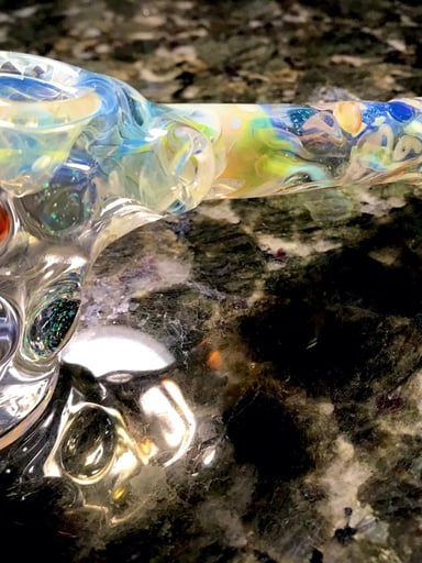 Preview pic of Mike Maytin XL Custom Inside Out Silver Fumed Hammer Glass Pipe