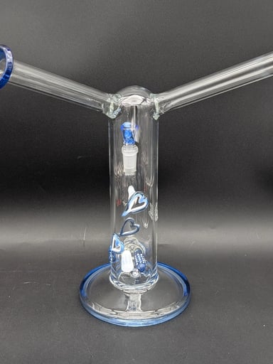 Preview pic of 2K GLASS DUAL COLOR DUAL MOUTH HEART BONG