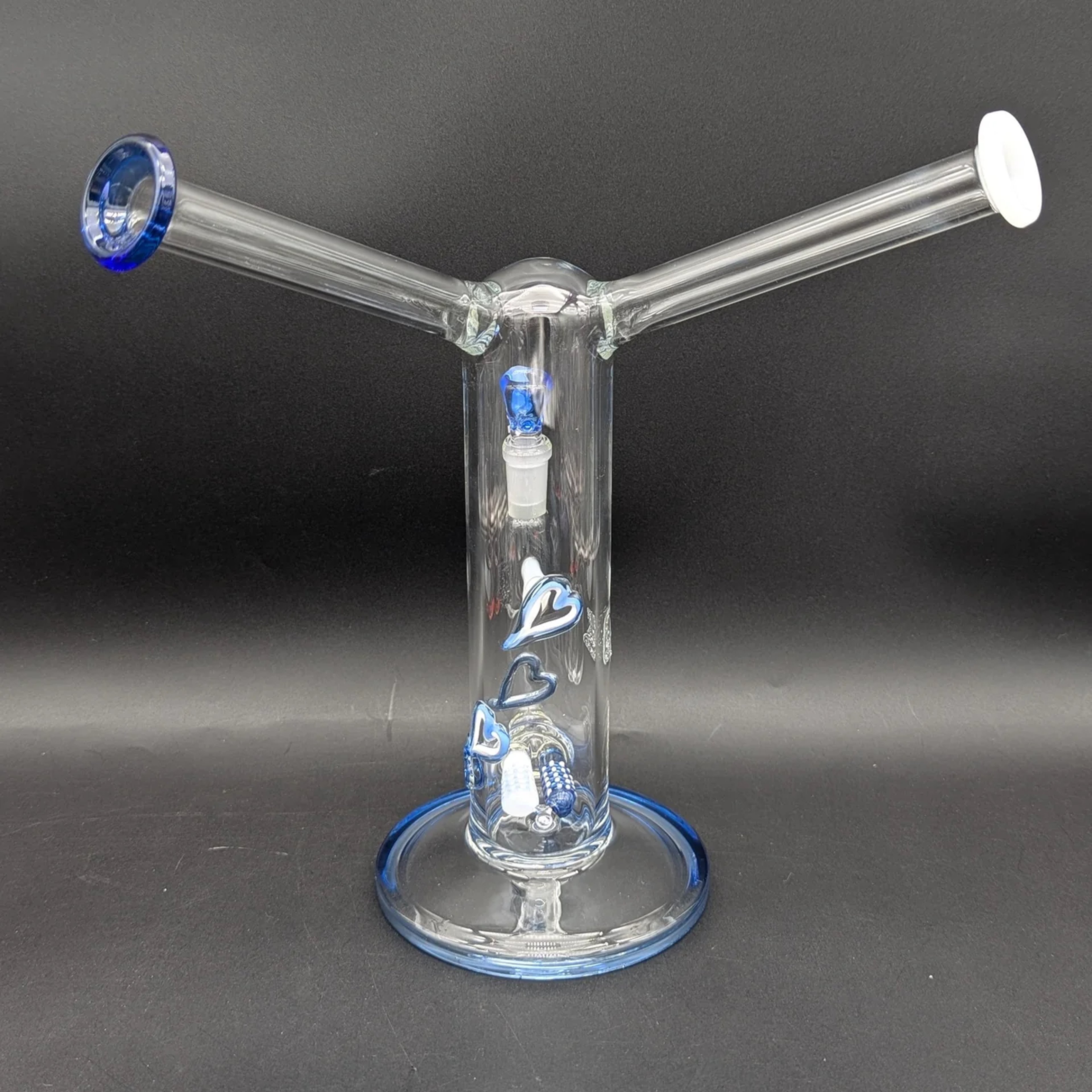 2K GLASS DUAL COLOR DUAL MOUTH HEART BONG image 0