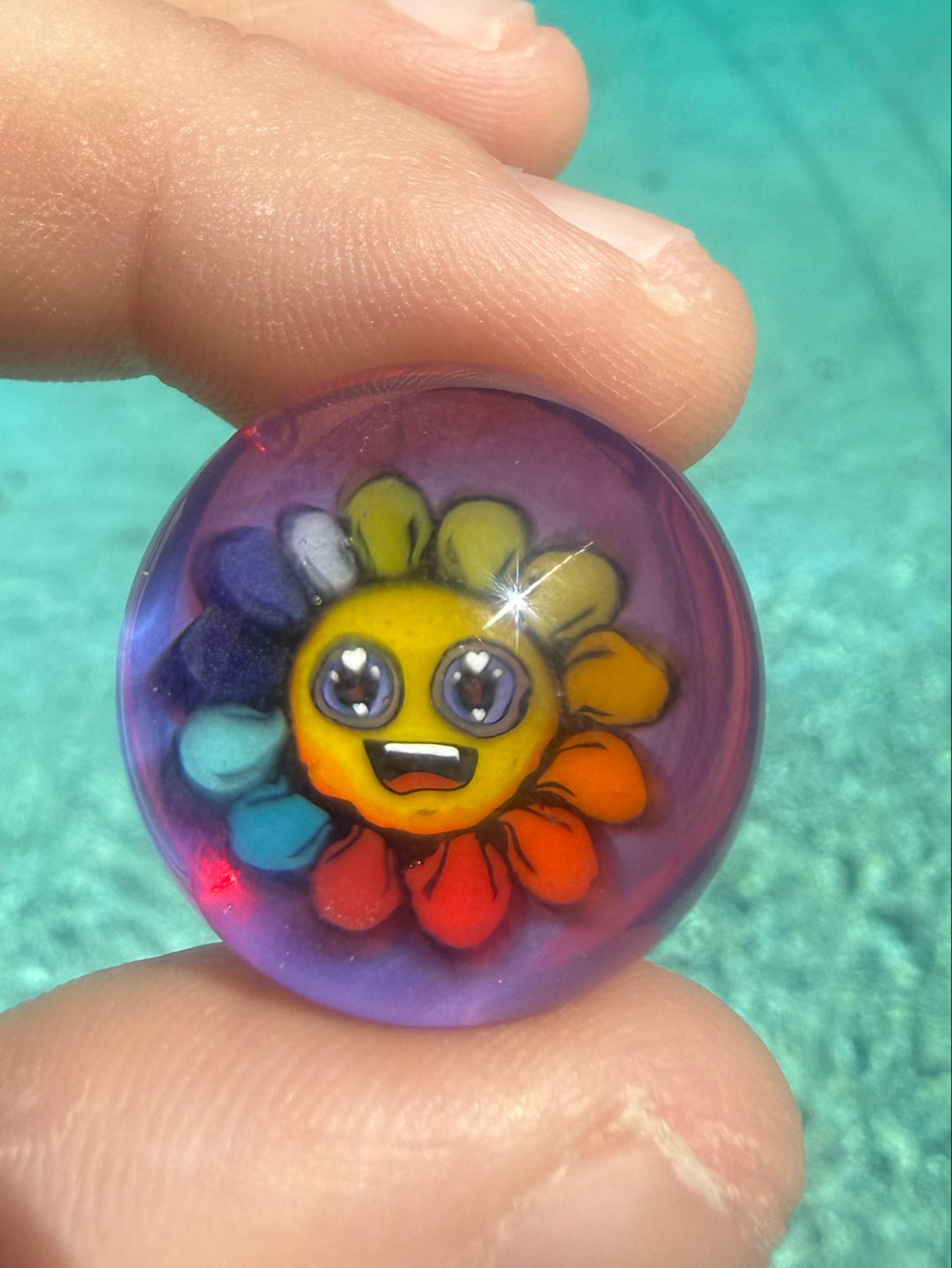 Keys Glass Happy Emoji Flower Marble image 0