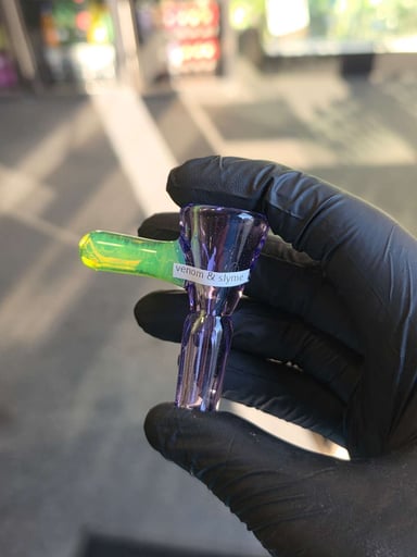 Preview pic of Happy Time 14mm Single Hole Slide Venom & Slyme