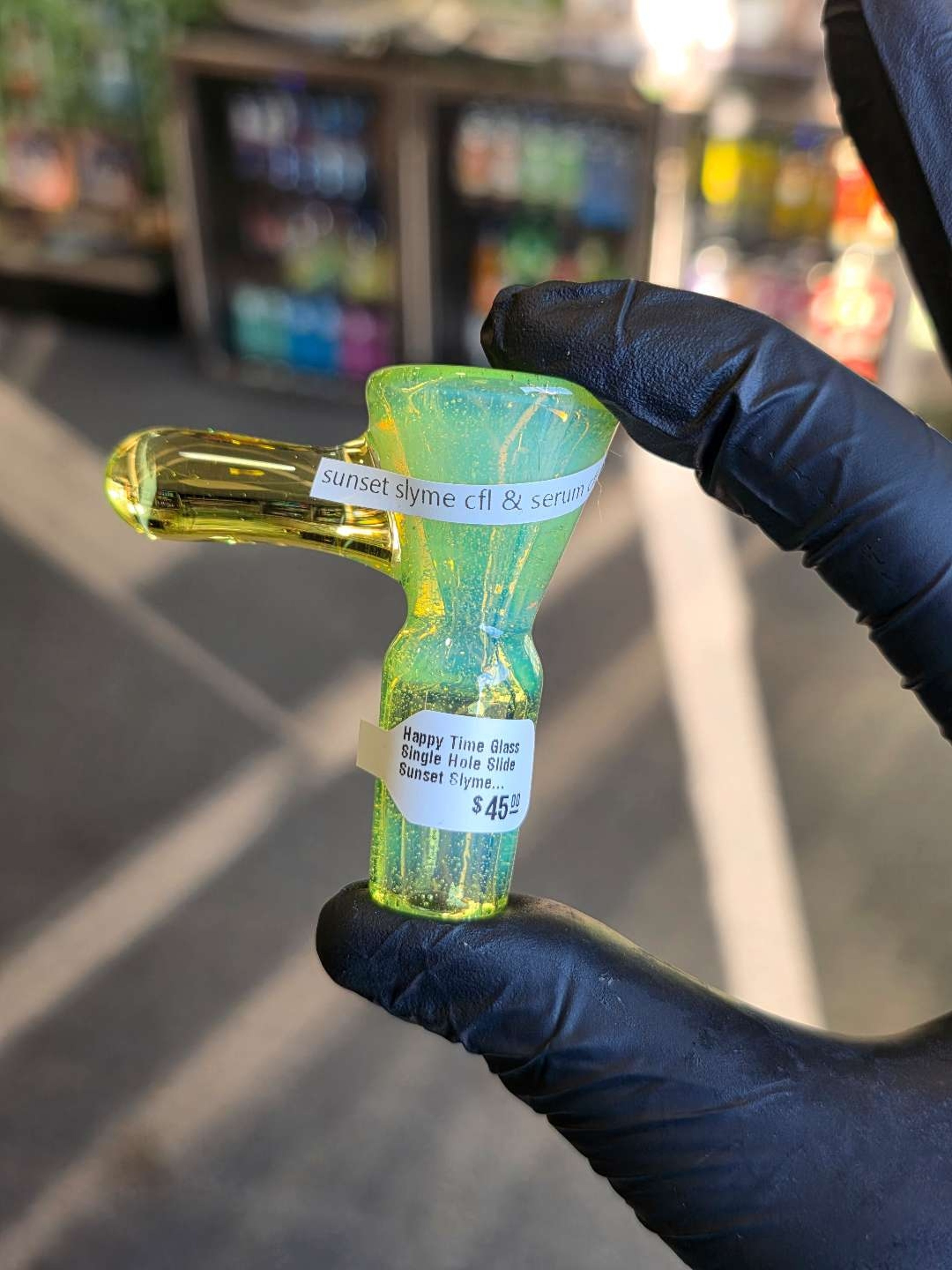 Preview pic of Happy Time 18mm Single Hole Slide Sunset Slyme CFL & Serum CFL