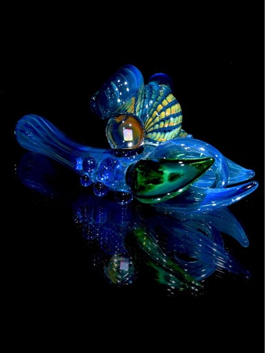 Preview pic of Dosher - Blue Wrap-n-Rake Sidecar Dry w/ Opal & Green Horn