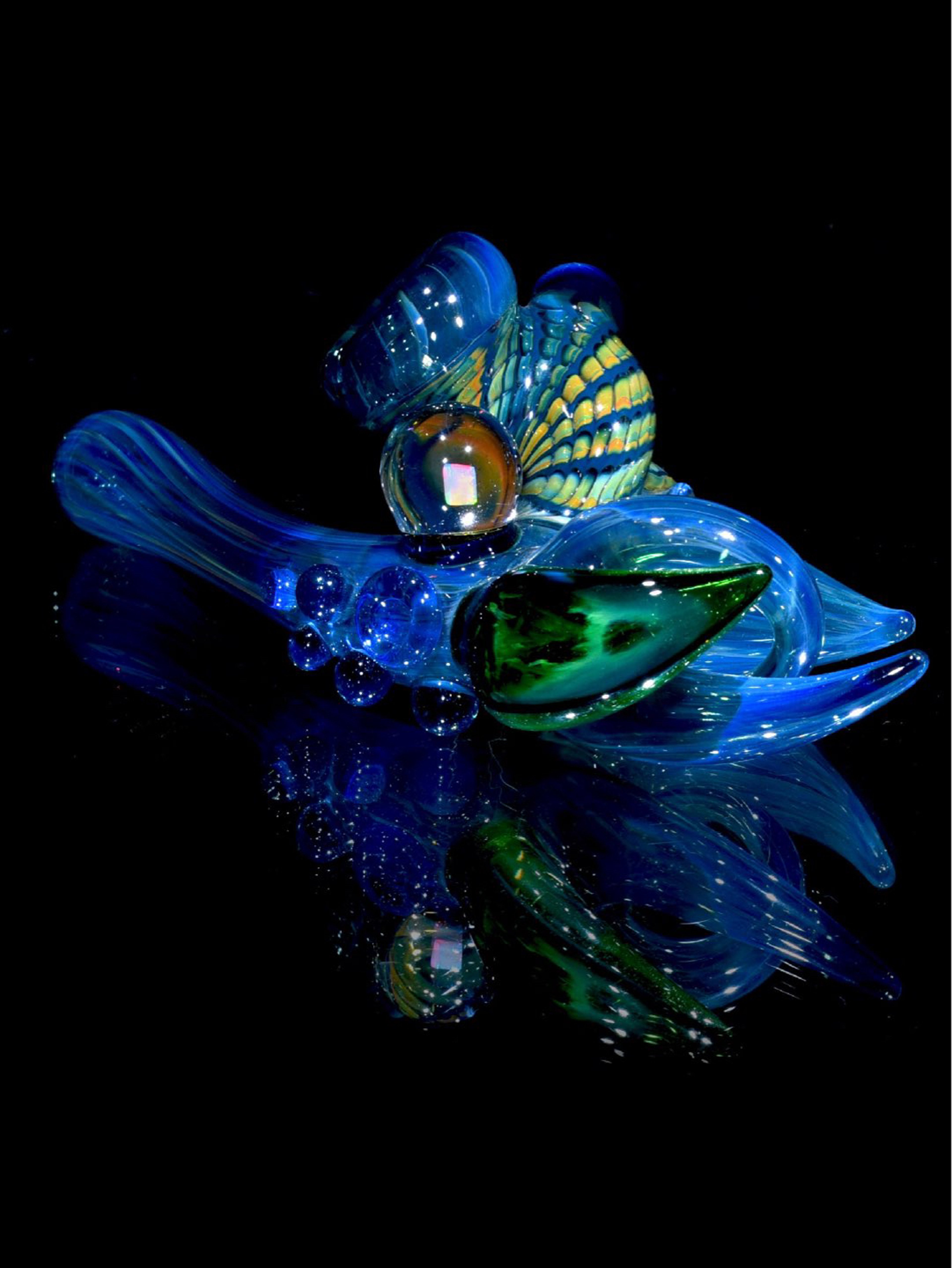 Preview pic of Dosher - Blue Wrap-n-Rake Sidecar Dry w/ Opal & Green Horn