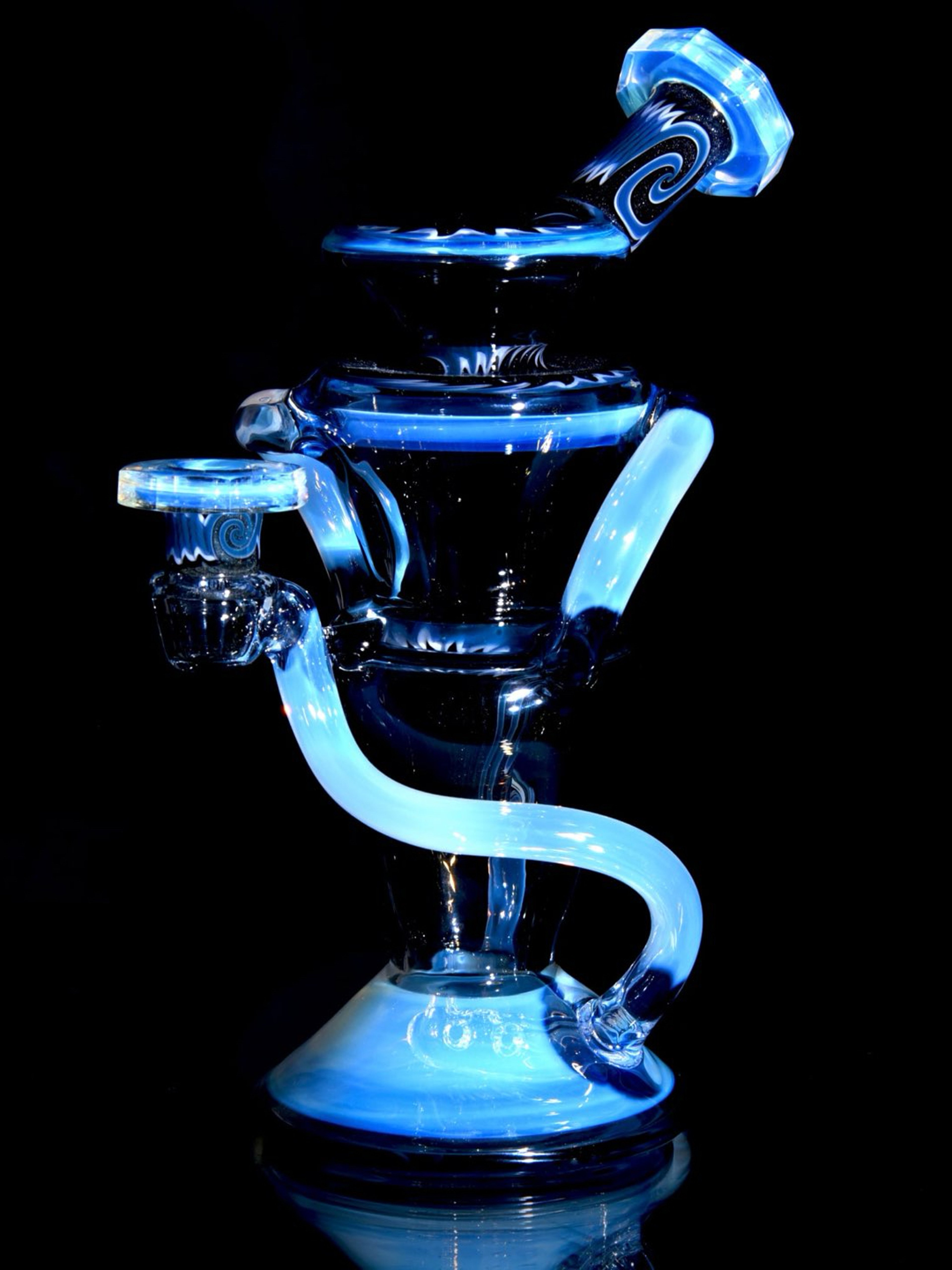 Capt’n Cronic - Full-size Worked & Faceted Triple Stack Double-uptake Klein Recycler - Moonstone/Neutronium - 10mm Female image 0