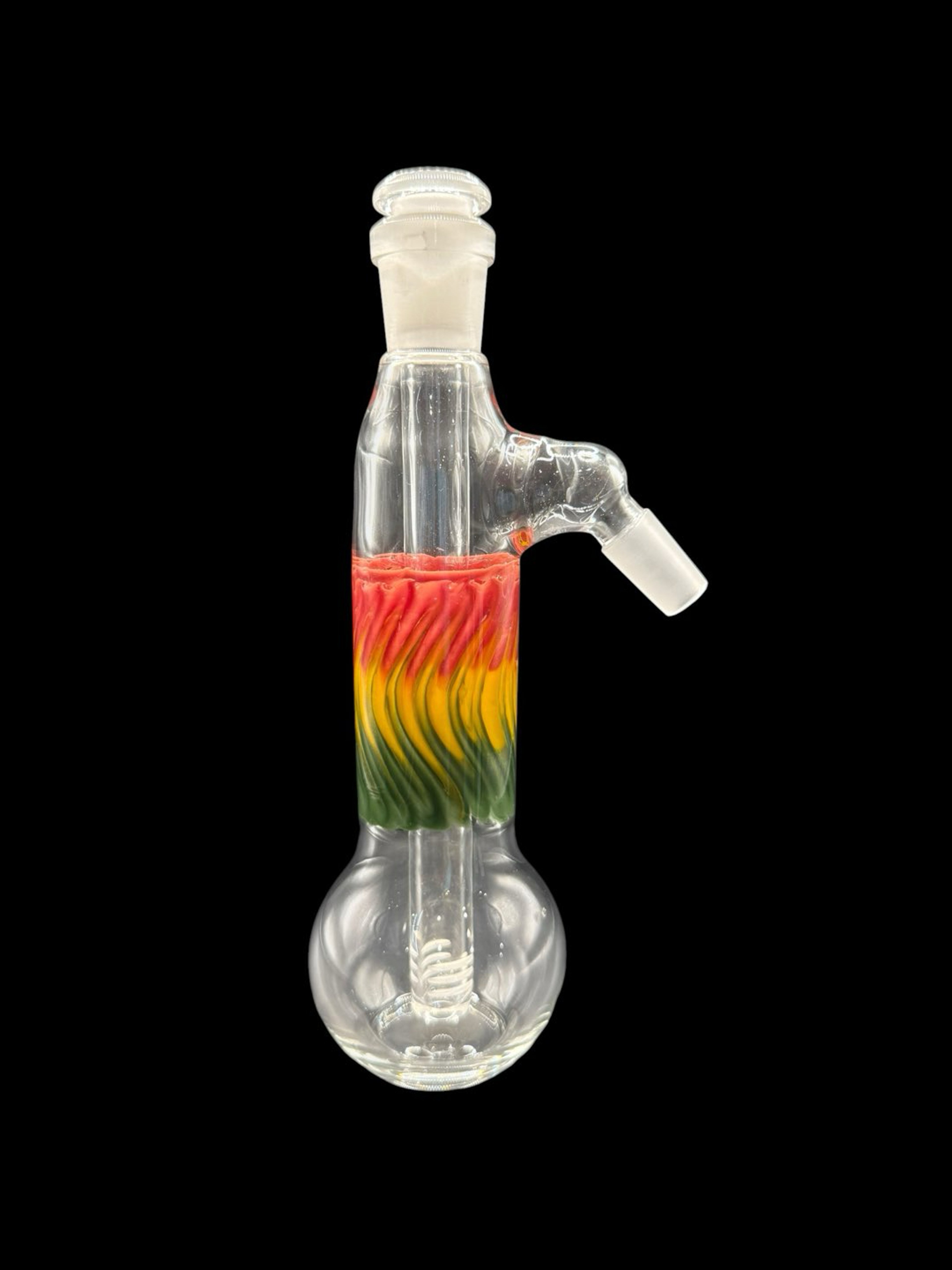 Preview pic of 8” Rasta Glass Ash Catcher – 14mm Male/Female – Sm Nick