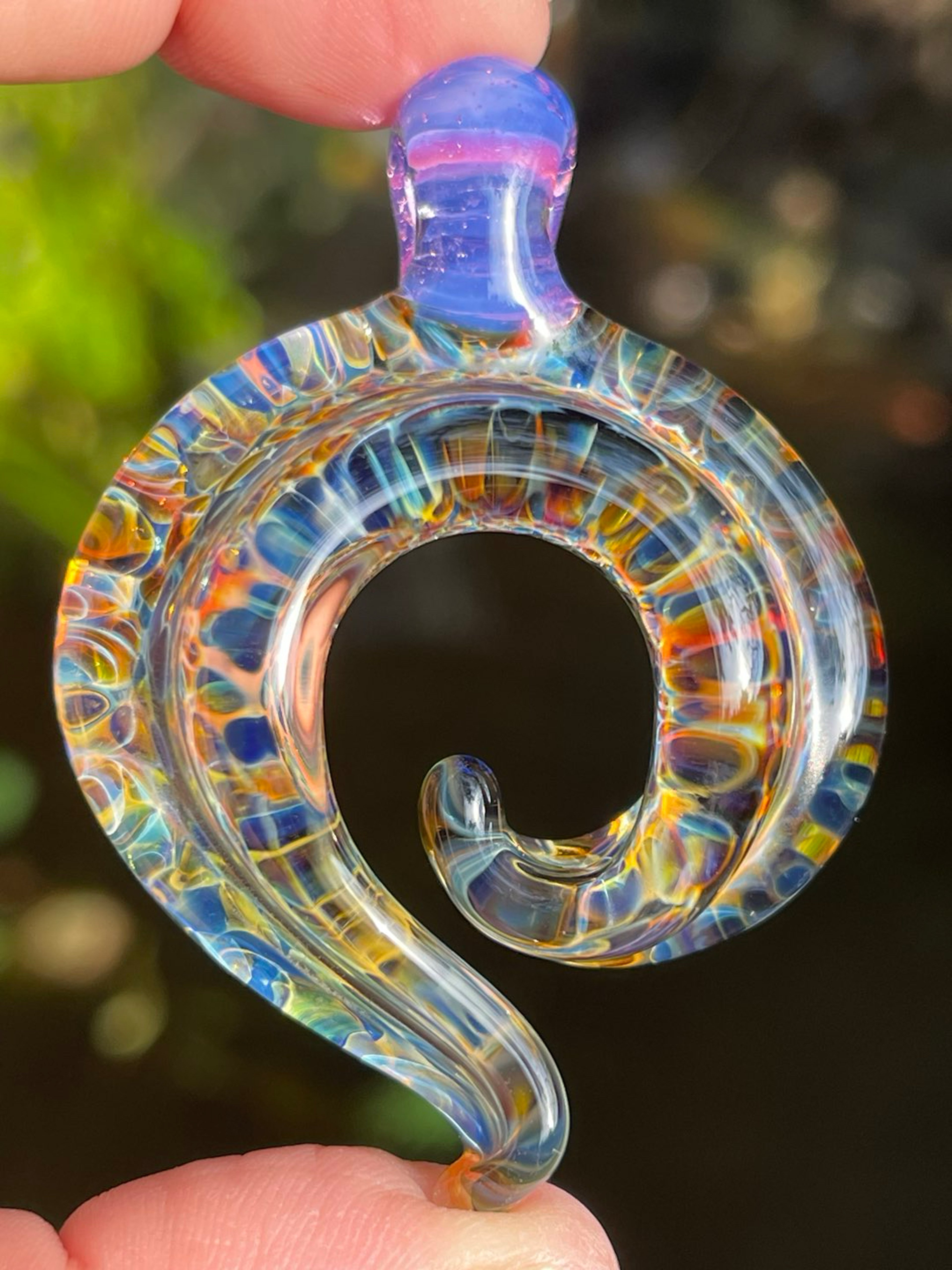 Curvy Isis, Pyrex Glass Necklace with trippy optics image 0