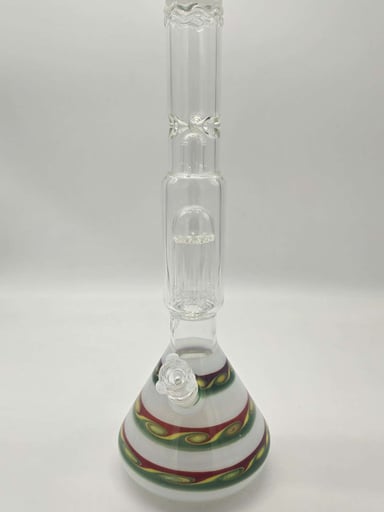 Preview pic of HVY GLASS BEAKER INSIDE OUT 38mm CH45 w/ 8 Tree Perc & WAVE ART