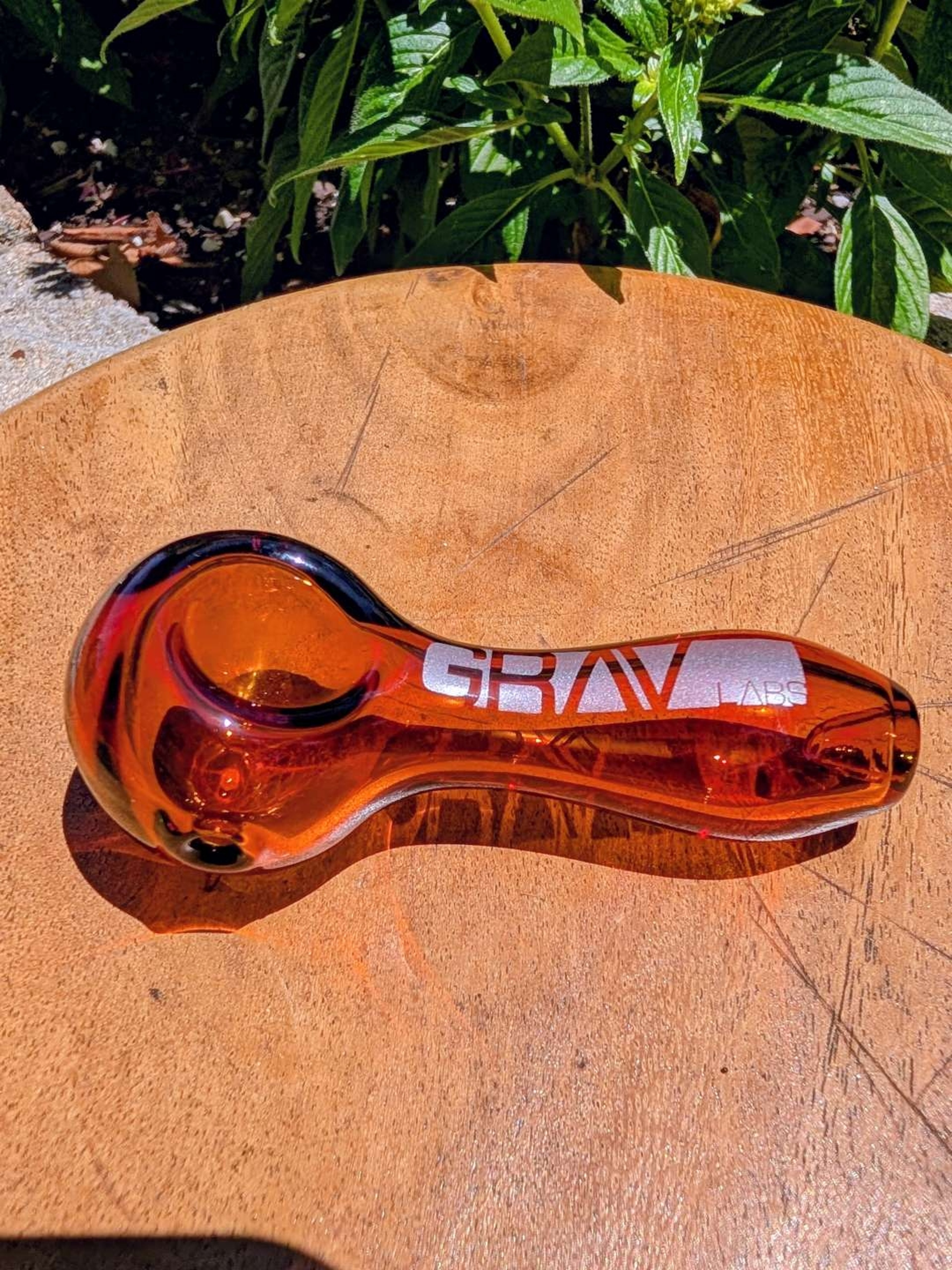Preview pic of GRAV Labs Orange Amber Glass Tobacco Hand Pipe, Orange