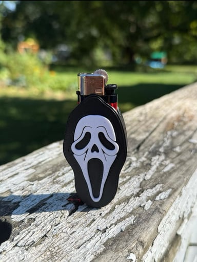 Preview pic of Ghostface Scream Bic Lighter Sleeve – Custom Horror Collection (Multiple Colors Available)