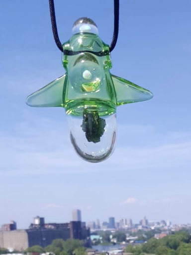 Preview pic of Gcheck  moldavite encased Cruiser Pendant