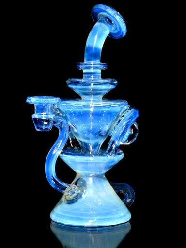 Preview pic of Capt’n Cronic - Full-size 144-Facet Two & Through Double-uptake Floating Recycler - CFL Serum over Moonstone - 10mm Female