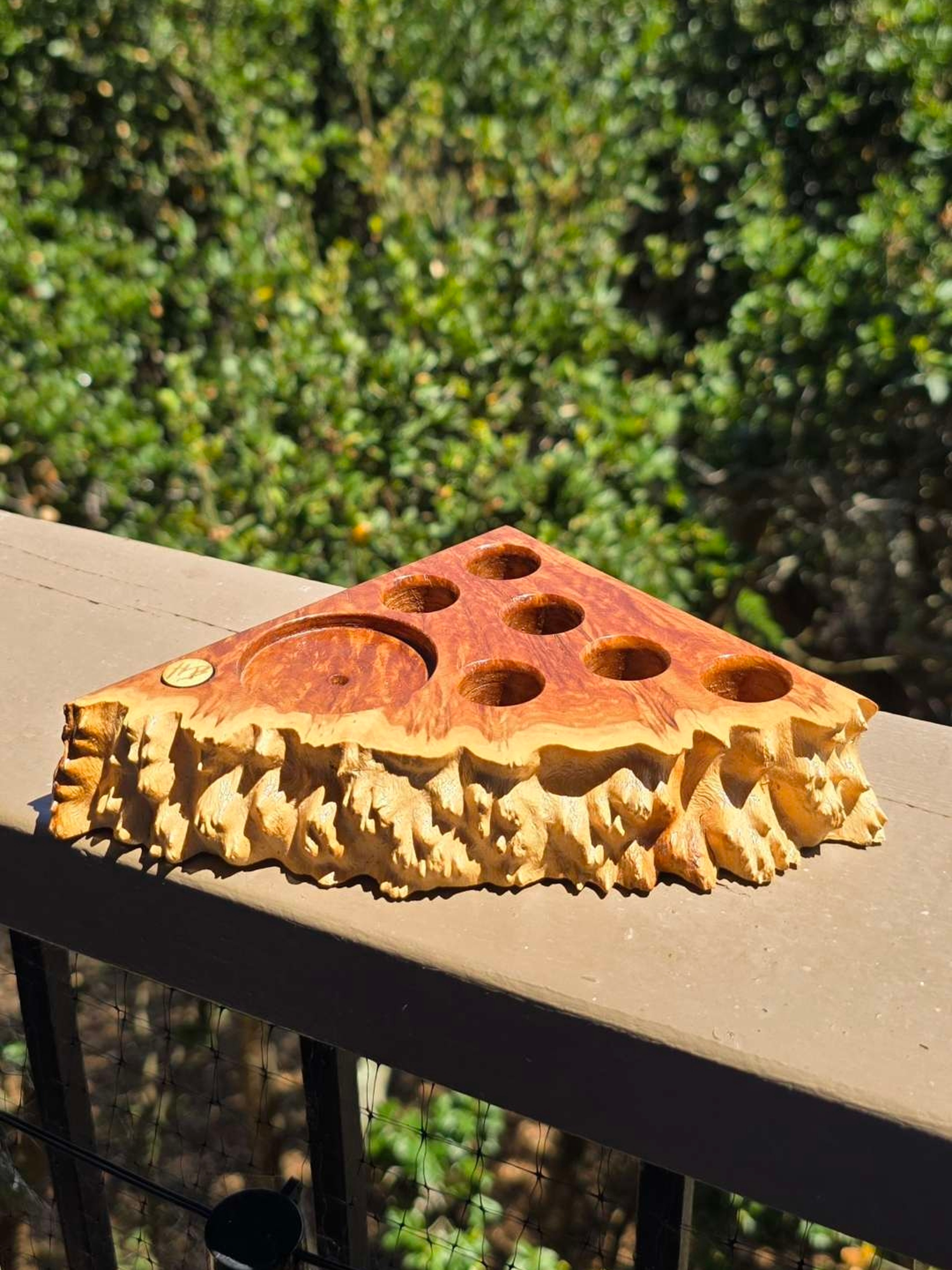 Preview pic of Heady Block Australian Burl Corner Marble Stand