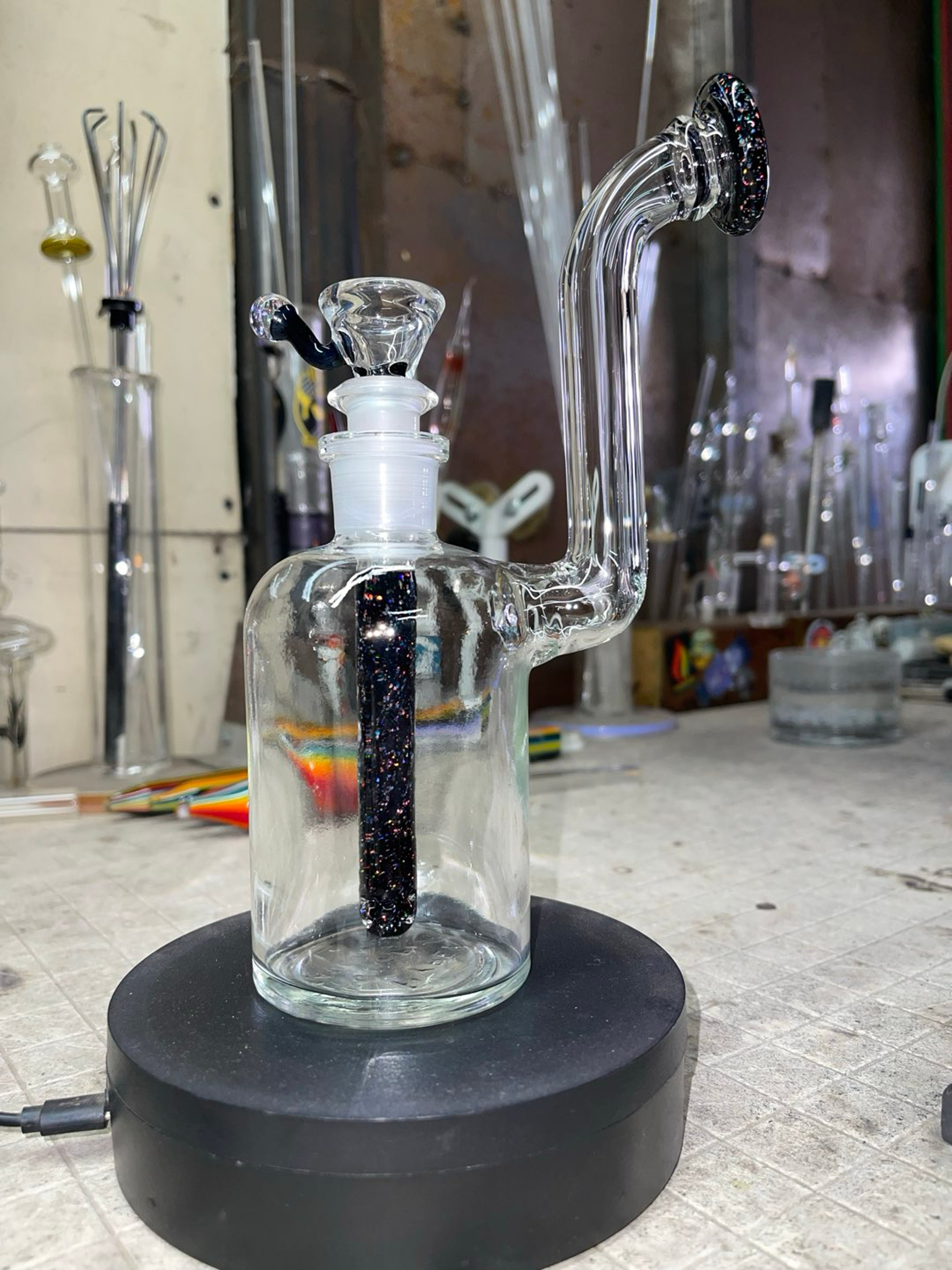 8.75” tall, removable steam, black crushed opal, 14mm 2 holes slide, image 0