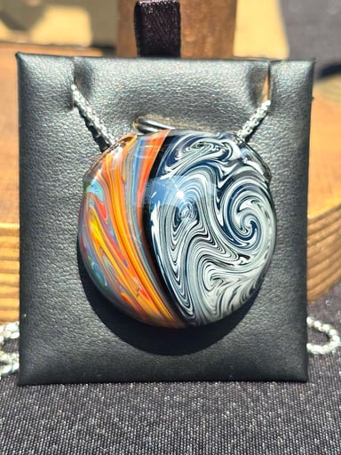 Preview pic of Split Suminagashi Frit Pendant