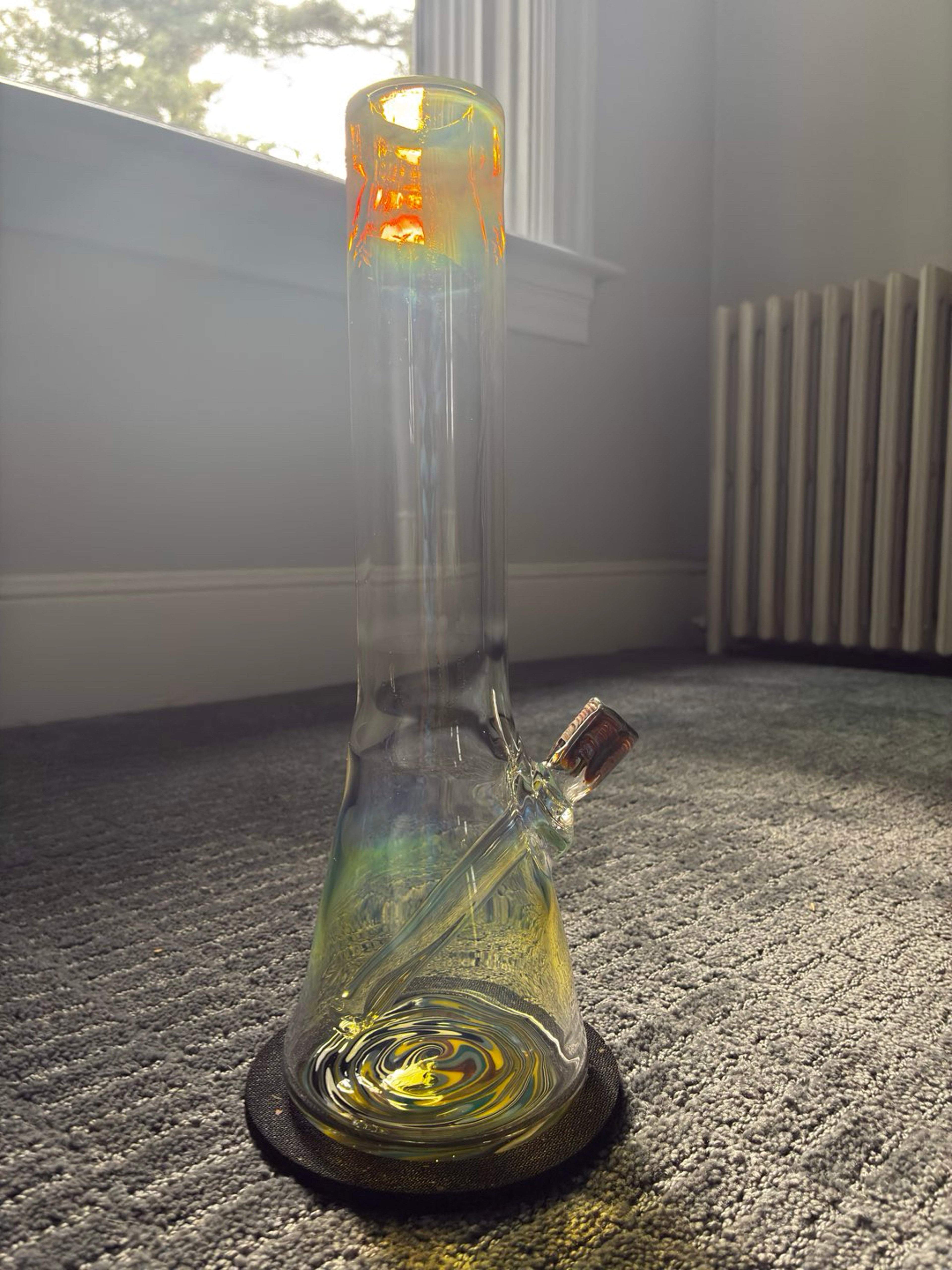 Preview pic of Fumed 1 ft glass bong with wig wag bottom