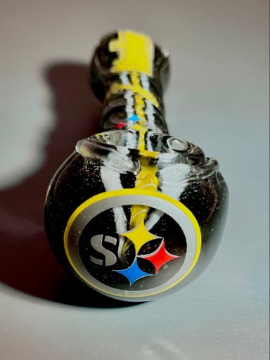 Preview pic of Pittsburg Steelers 5” XL NEW custom glass pipe personalized any design you want!