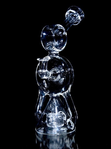 Preview pic of Maxed Out Glass - Double Drain Donut Recycler - Clear - 10mm Female