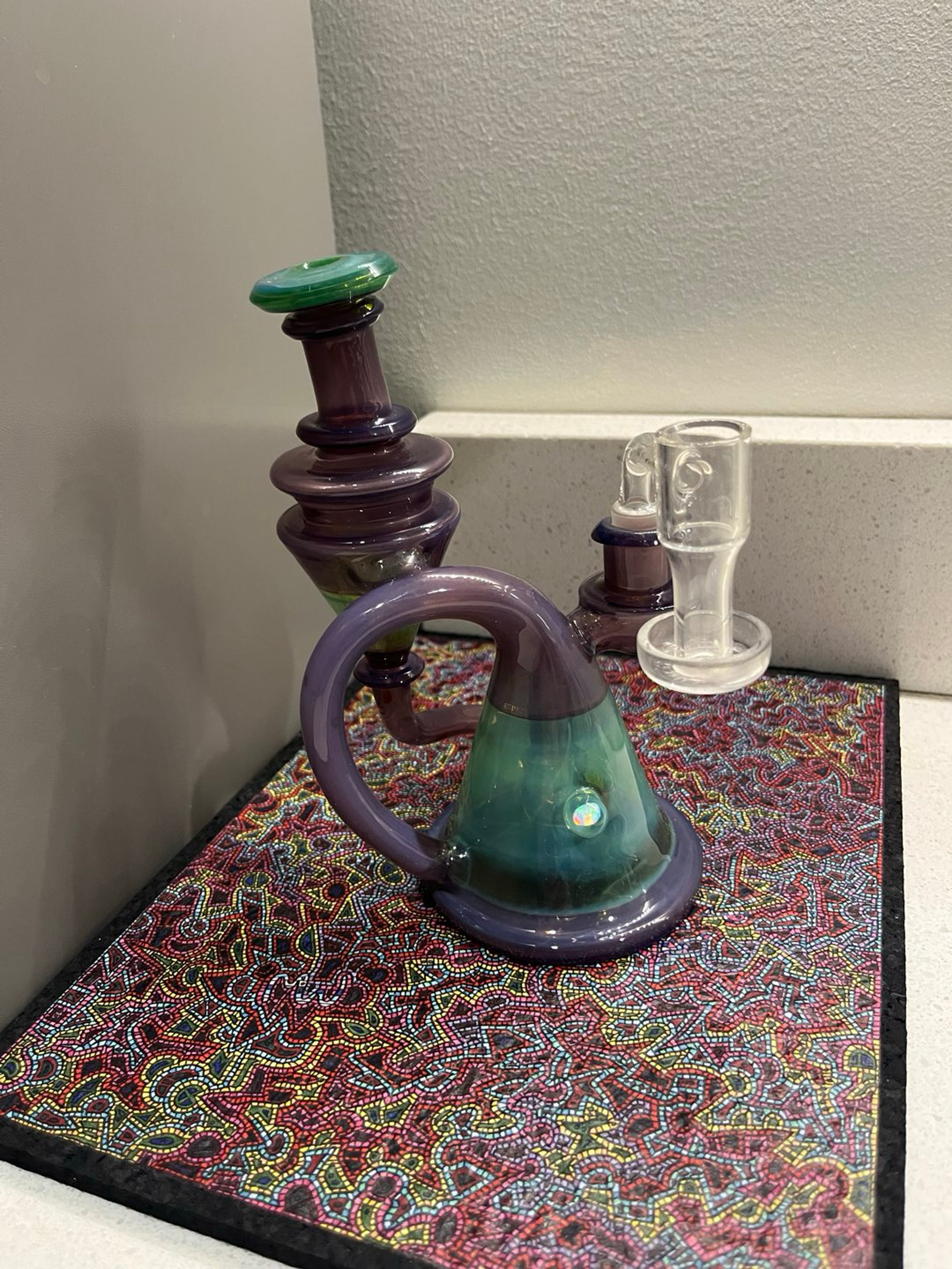 Preview pic of Cerio Glass Dab Rig with Nice Function Purple & Green