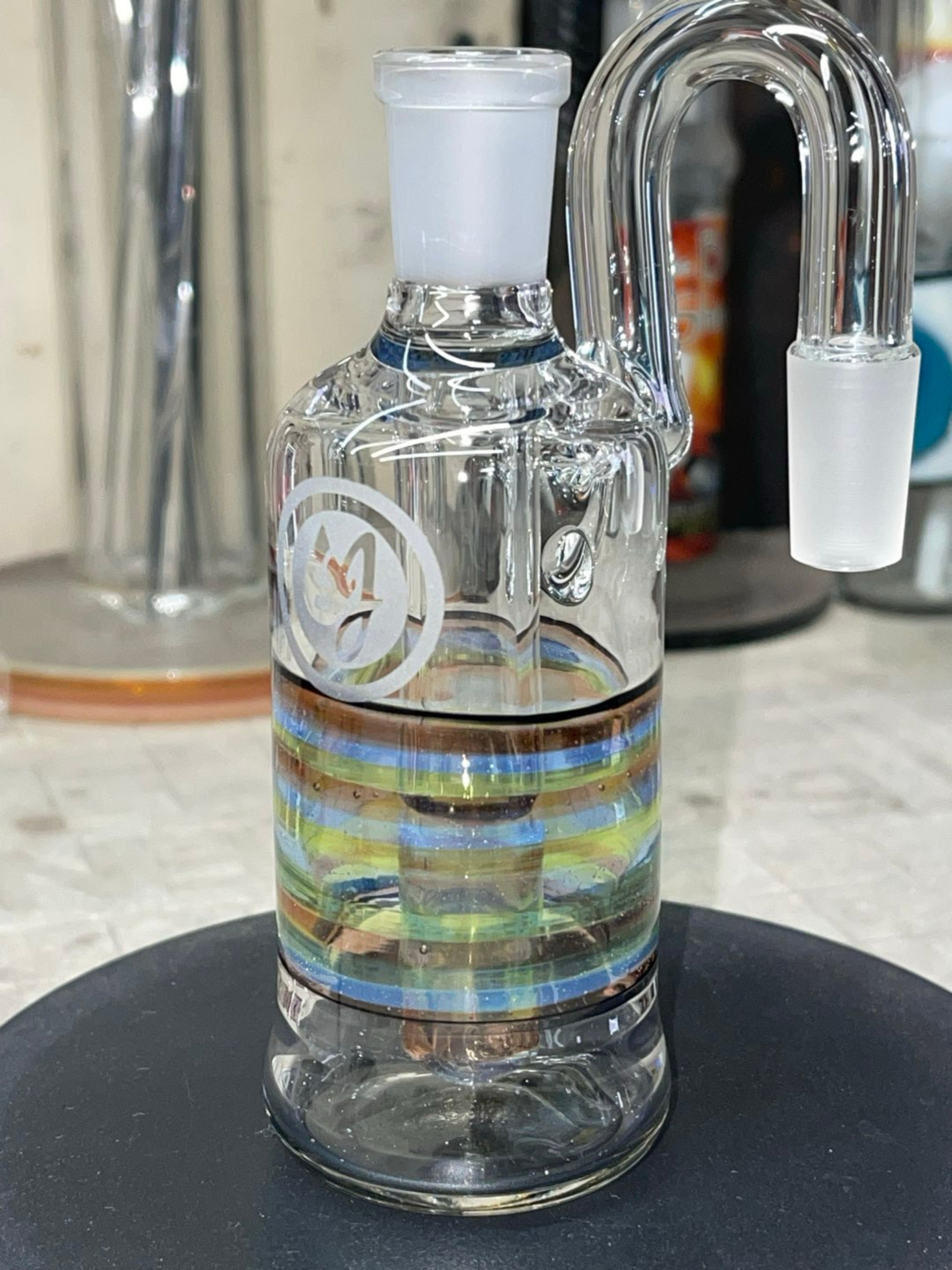 Preview pic of 5.25” tall, 14-14, ghost, topaz and ectoplasm  colors, gridded downsteam