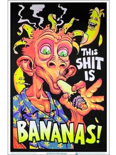 Preview pic of This Shit Is Bananas Flocked Blacklight Poster – 23″ x 35″