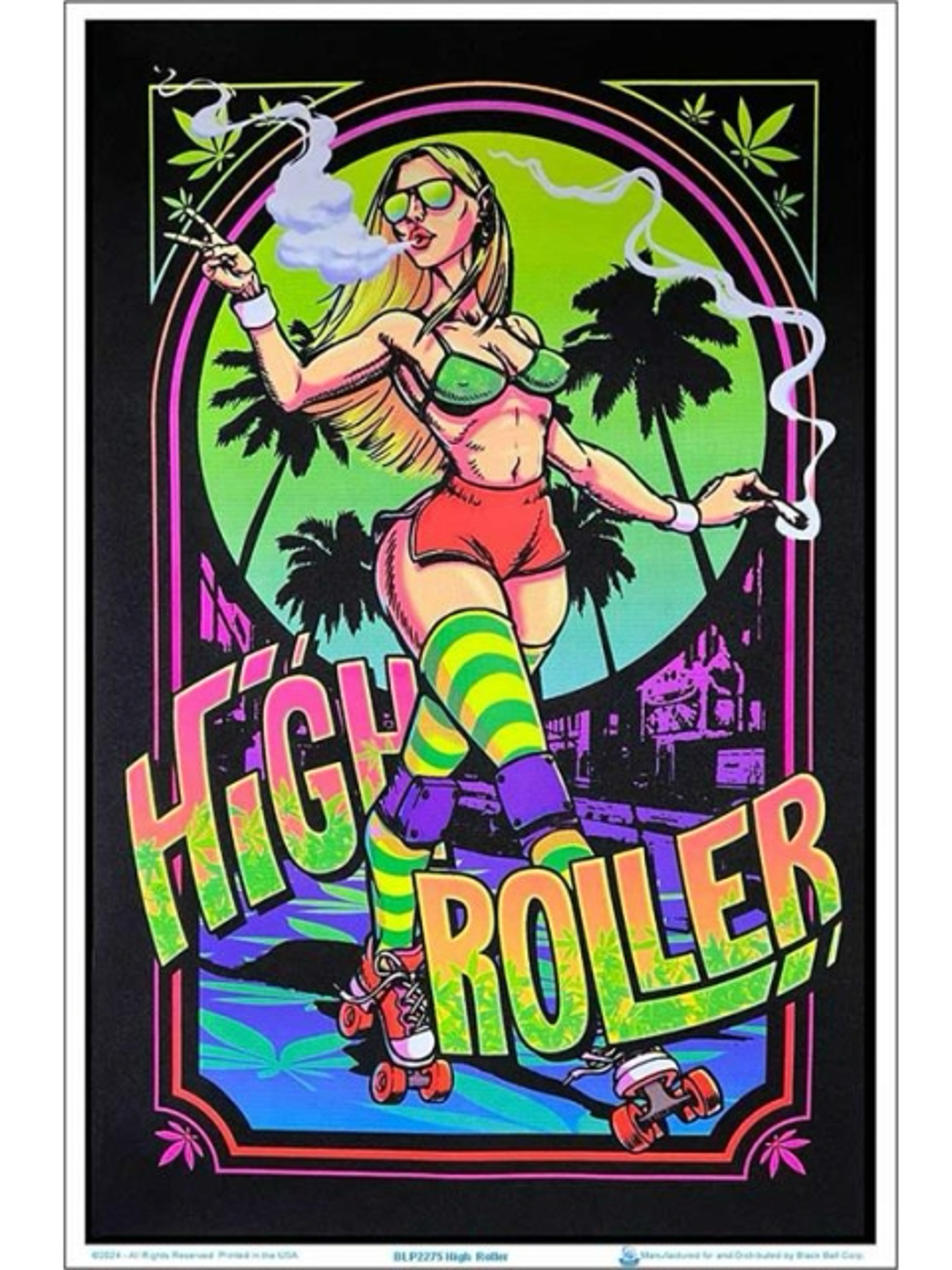 Preview pic of High Roller Girl Flocked Blacklight Poster – 23″ x 35″