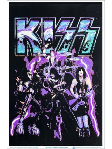 Preview pic of KISS Blue Lightening Flocked Blacklight Poster – 23″ x 35″