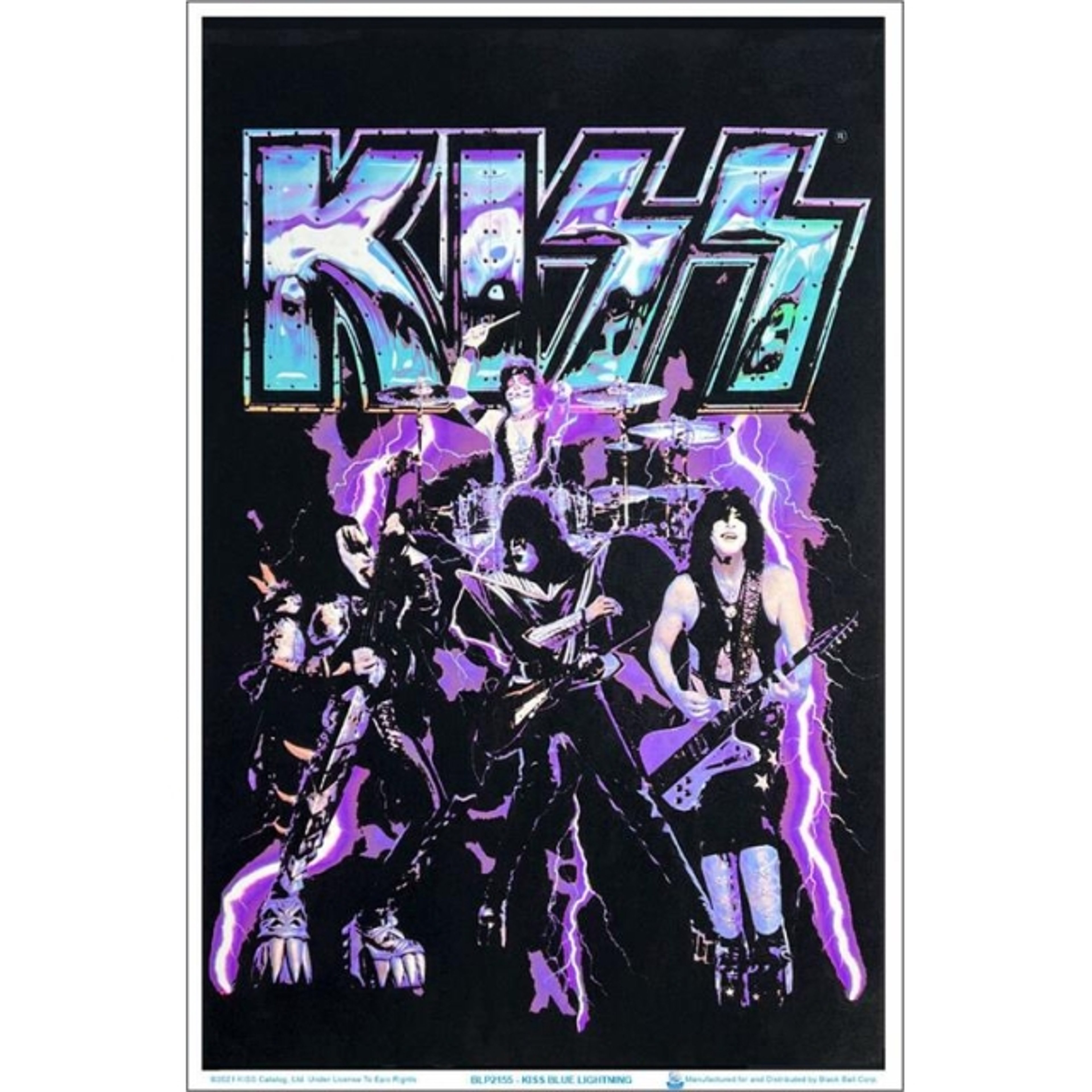Preview pic of KISS Blue Lightening Flocked Blacklight Poster – 23″ x 35″