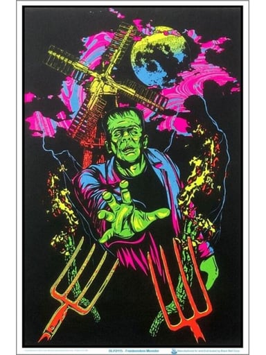Preview pic of Frankenstein Monster Flocked Blacklight Poster 23″ x 35″