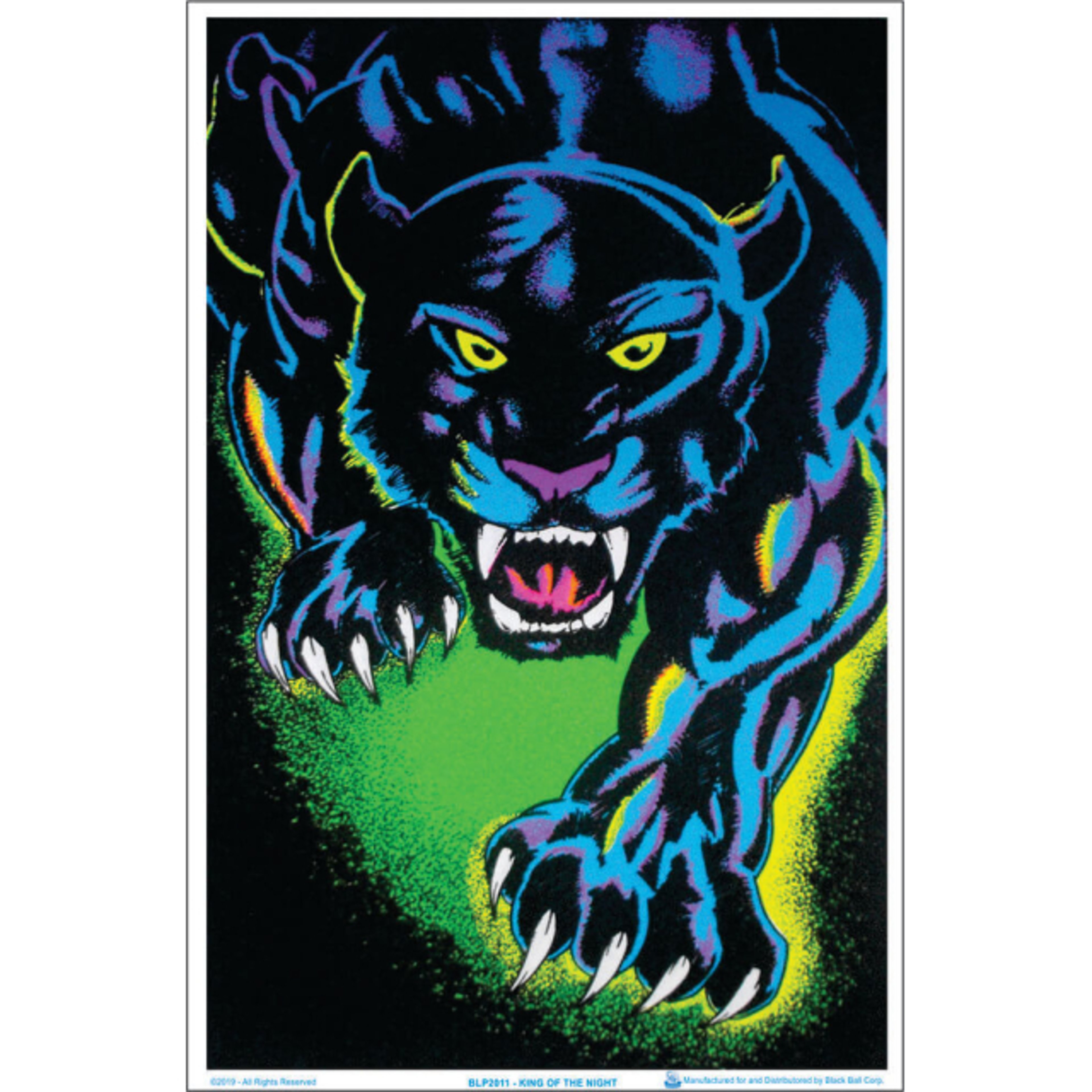 Preview pic of King of the Night Black Cat Flocked Blacklight Poster – 23″ x 35″