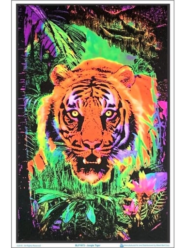 Preview pic of Jungle Tiger Flocked Blacklight Poster – 23″ x 35″