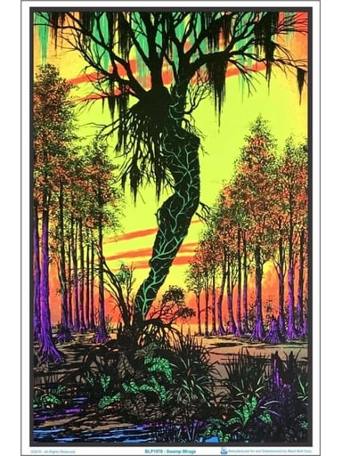 Preview pic of Swamp Mirage Flocked Blacklight Poster – 23″ x 35″