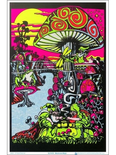 Preview pic of Mushroom Magic Flocked Blacklight Poster 23″ x 35″