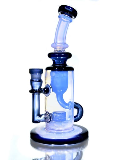 Preview pic of Davin Titland - Full-color Mini Narrow Can Double-uptake Klein Recycler - Dark Amethyst/Pink Jade - 14mm Female