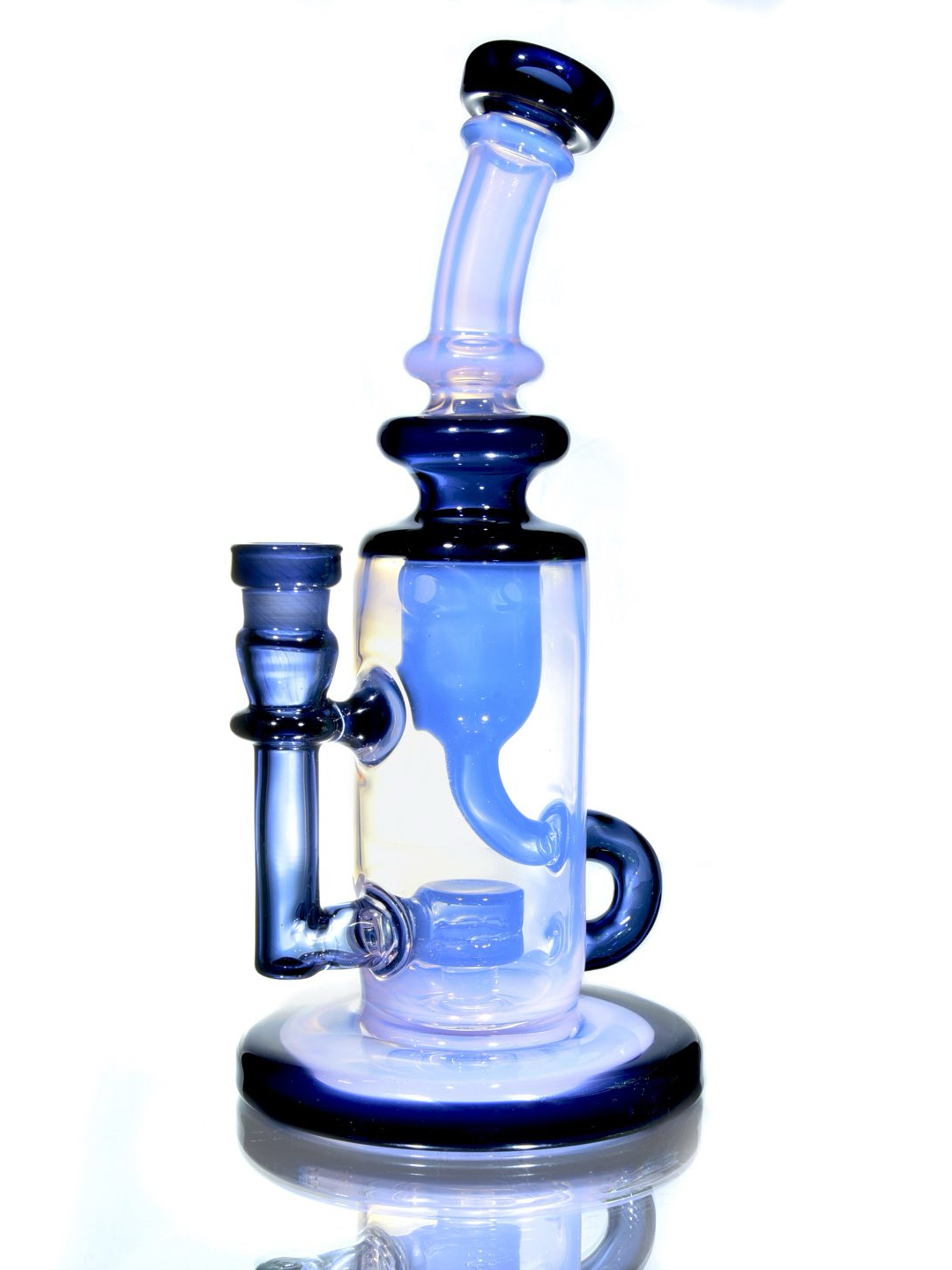 Preview pic of Davin Titland - Full-color Mini Narrow Can Double-uptake Klein Recycler - Dark Amethyst/Pink Jade - 14mm Female