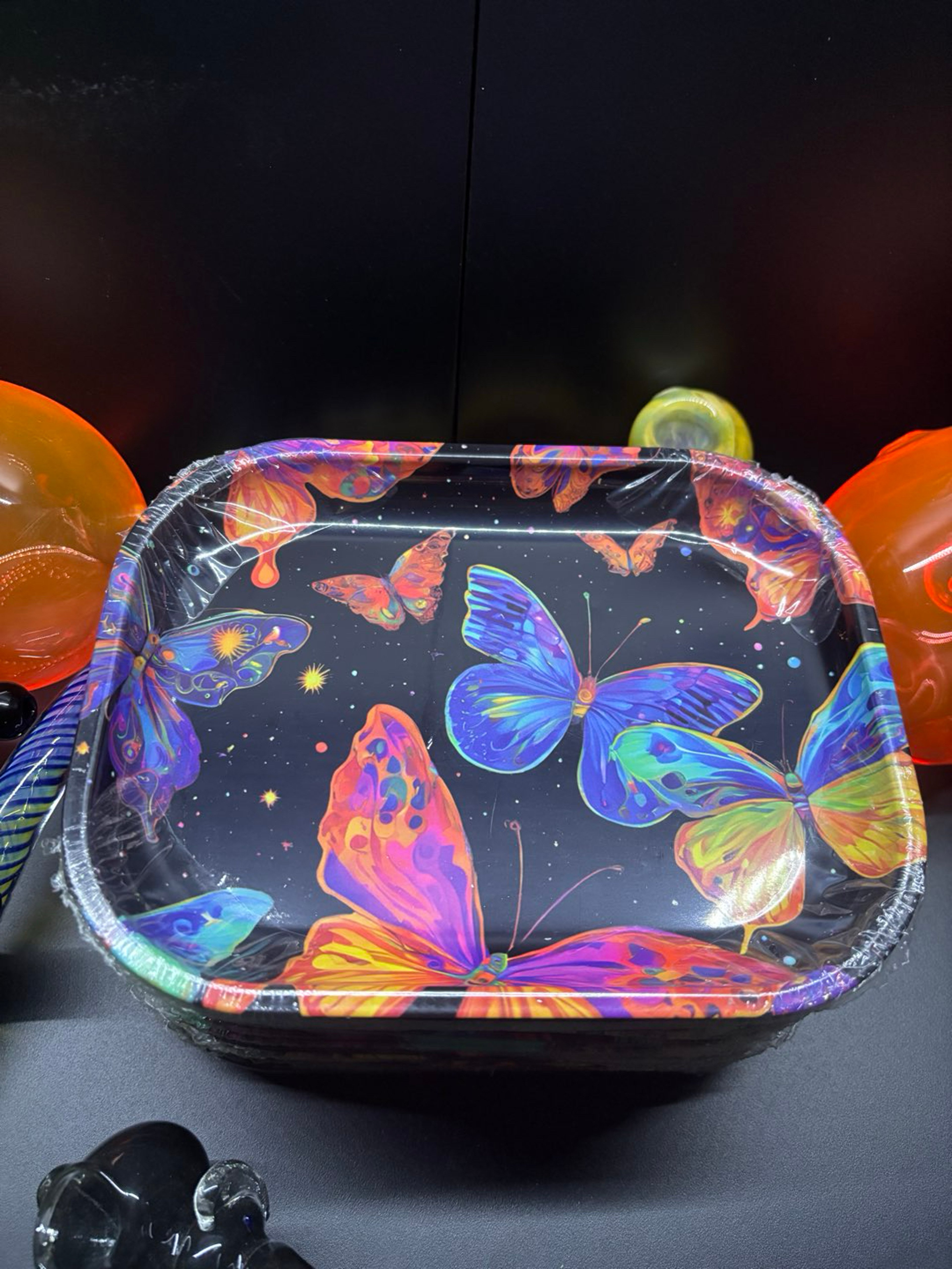 Preview pic of 7”x5 1/2” Neon Butterfly Tray