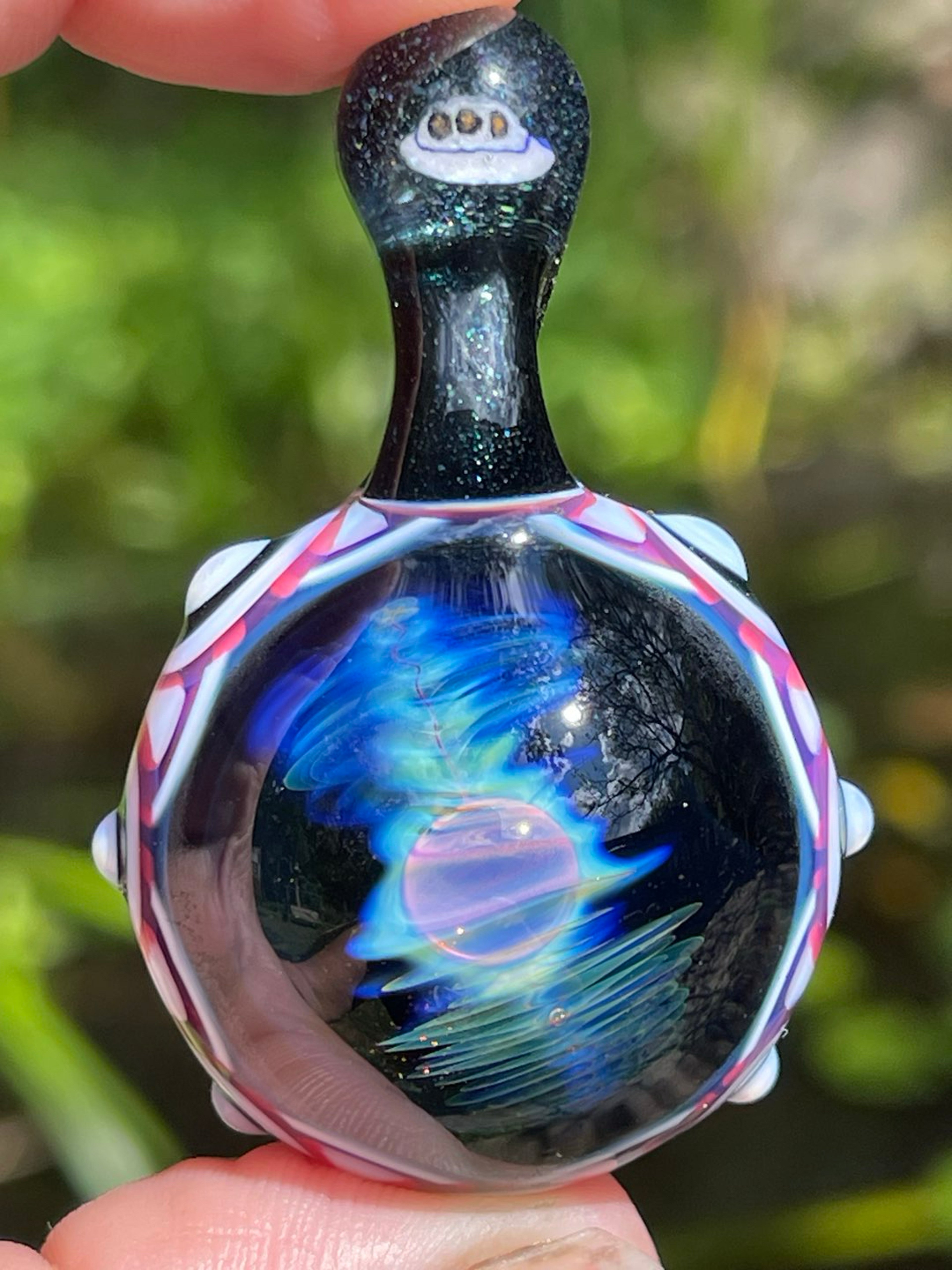 So Long, and Thanks For All the Fish…pyrex glass space necklace image 0