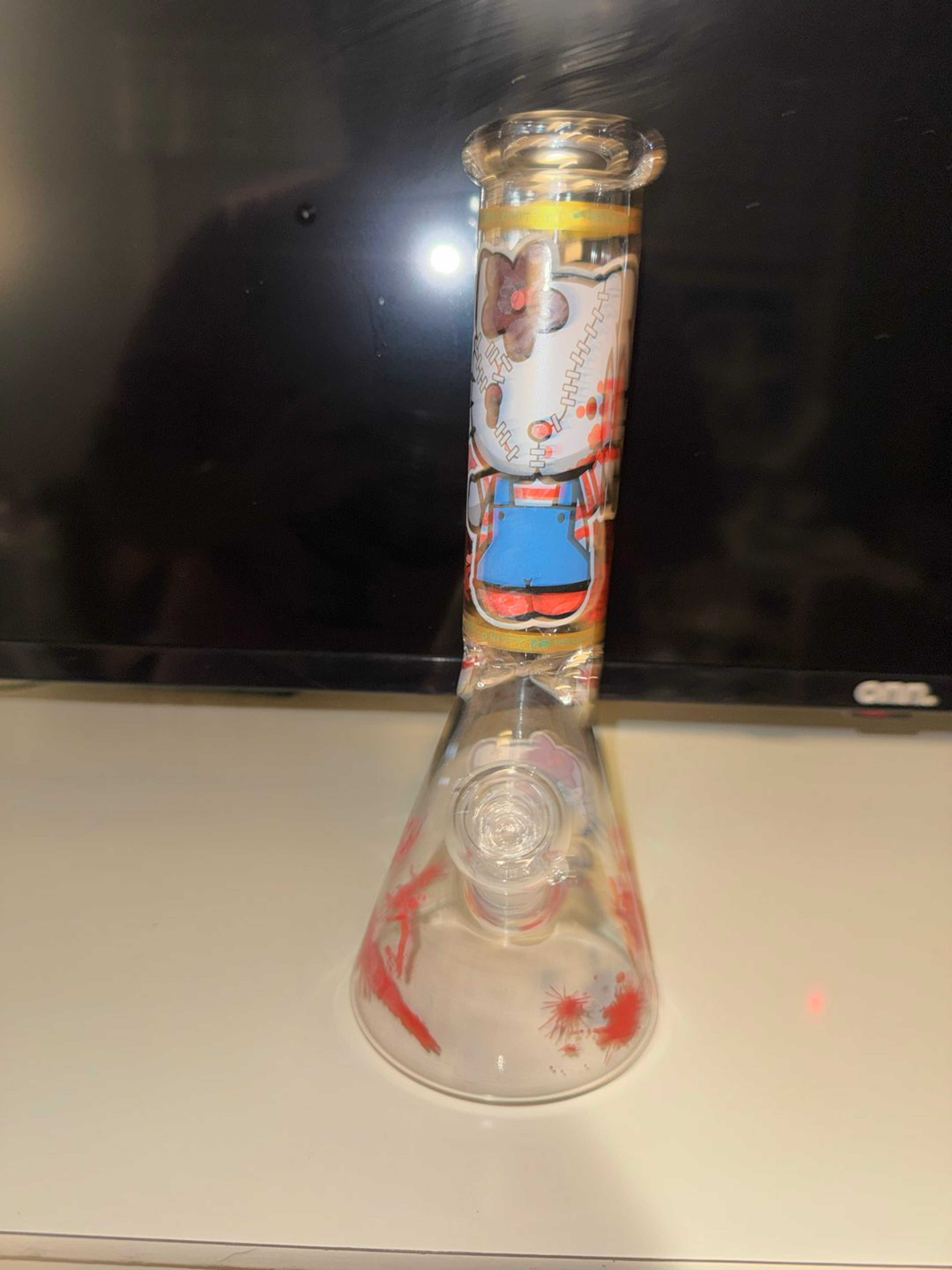 Preview pic of 10 inch Cosmic Glow Beaker Bong- hello kitty/chucky
