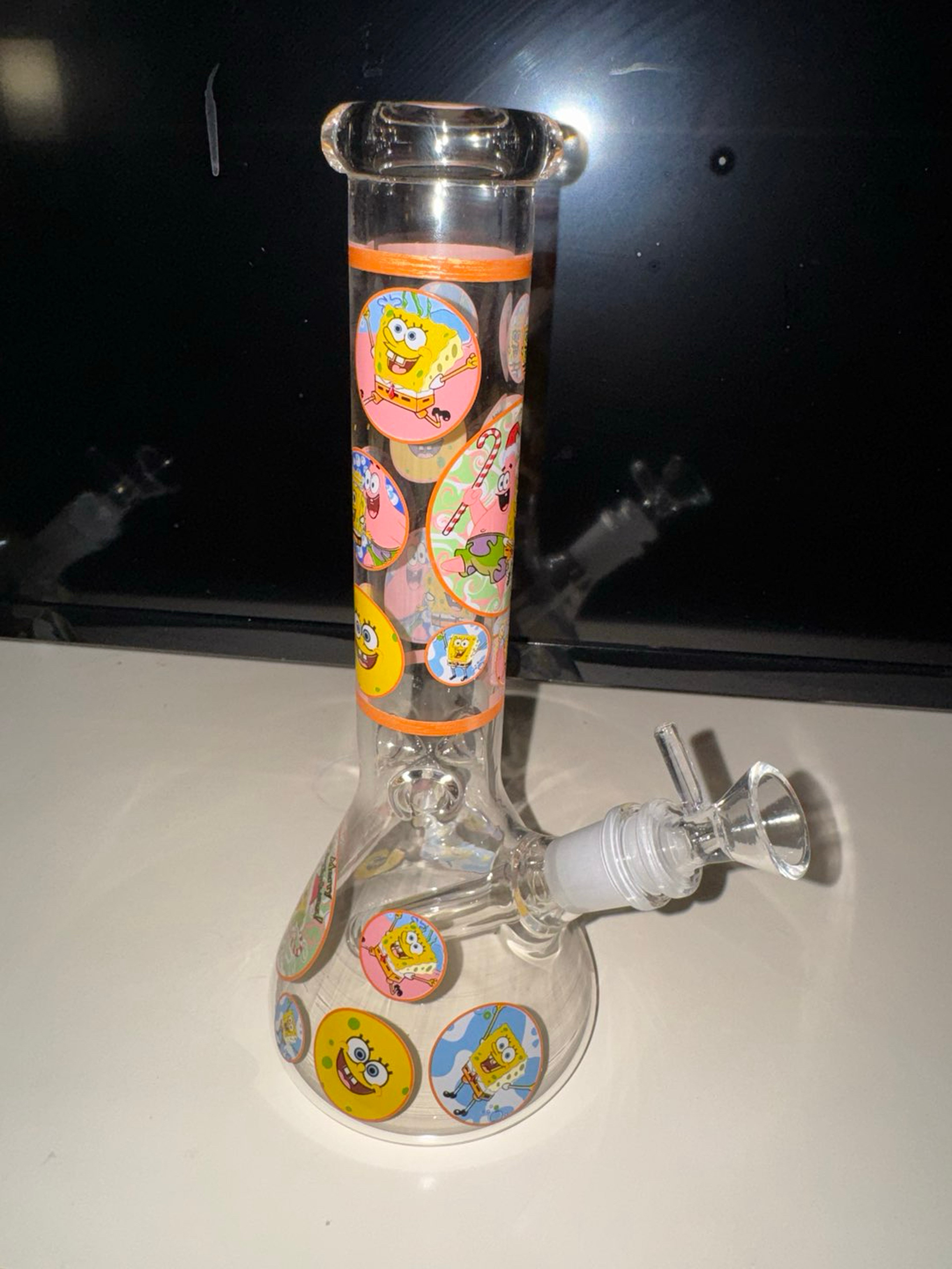 Preview pic of 10” Glass Water Pipe Beaker Bottom Spongebob Patrick Christmas Holiday 14mm