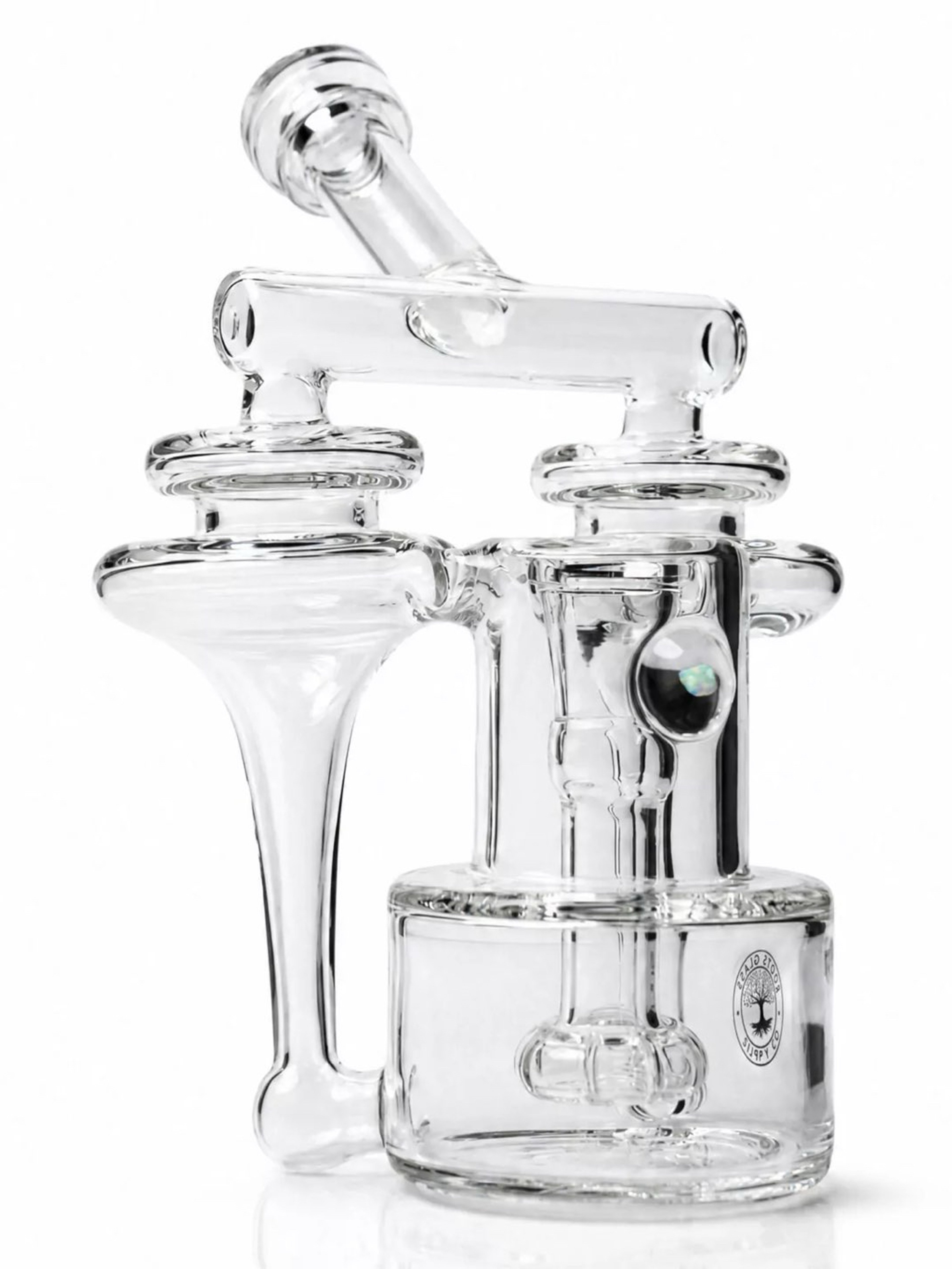 Roots Glass 7″ Double RBR Recycler w/ Opal image 0