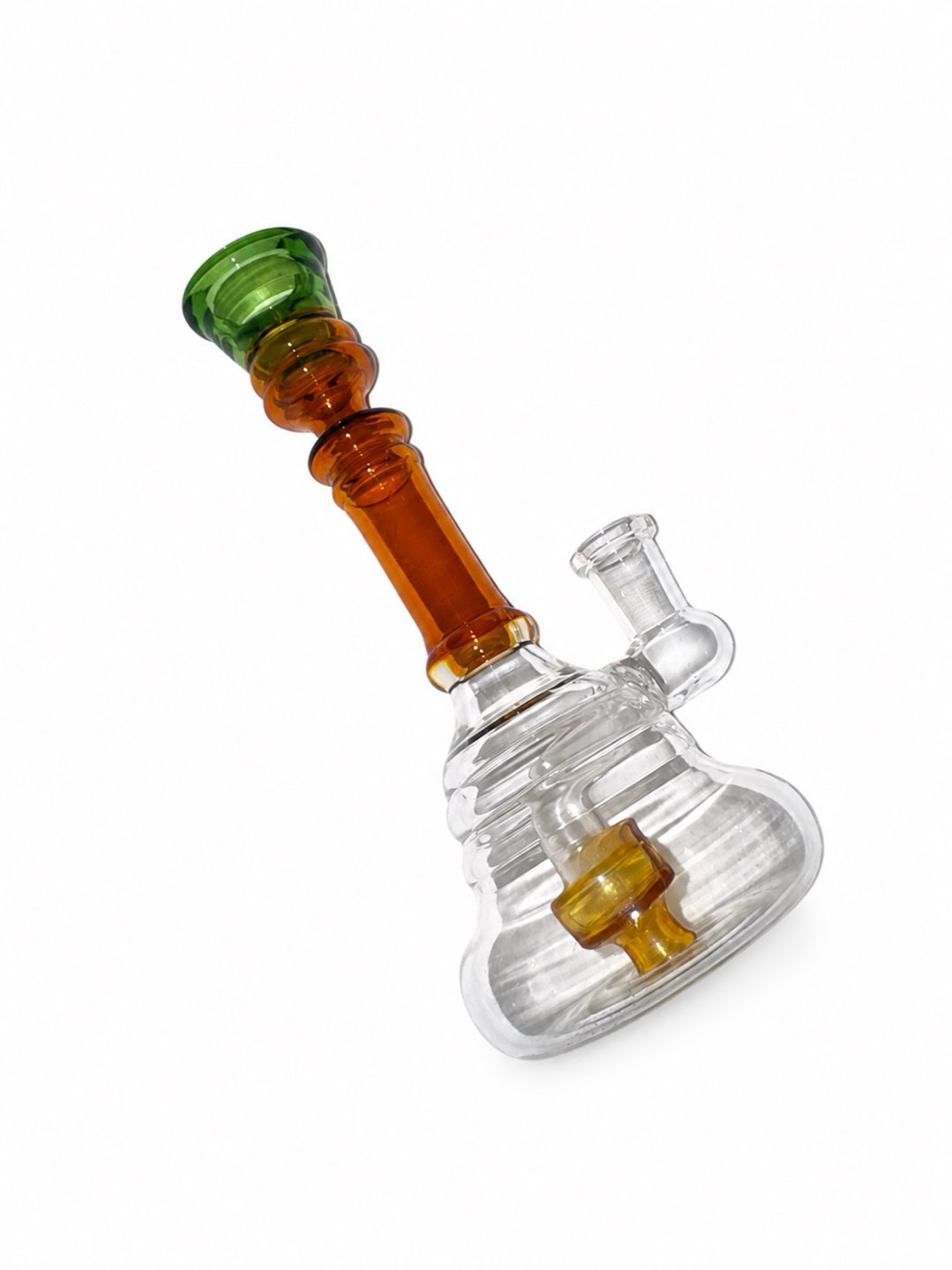 Preview pic of Amber & Green Glass Dab Rig with Perc 14mm ✅🔥