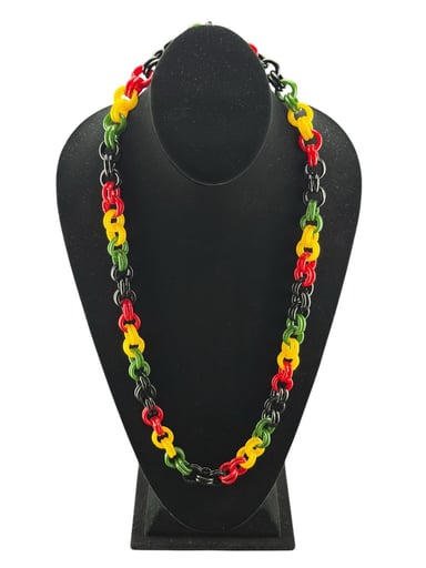 Preview pic of Brand New Rasta Glass Chain Link Necklace