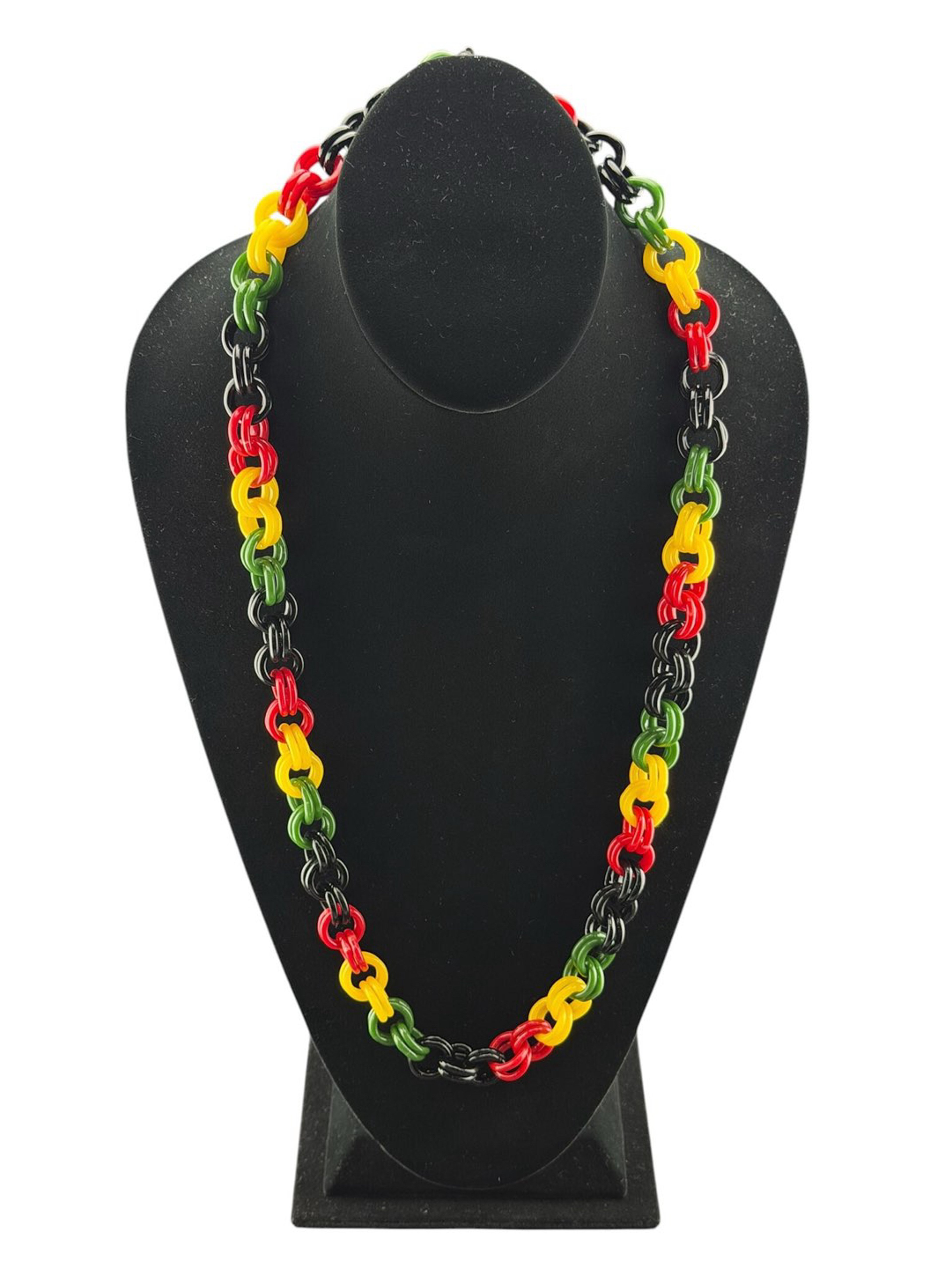 Brand New Rasta Glass Chain Link Necklace image 0