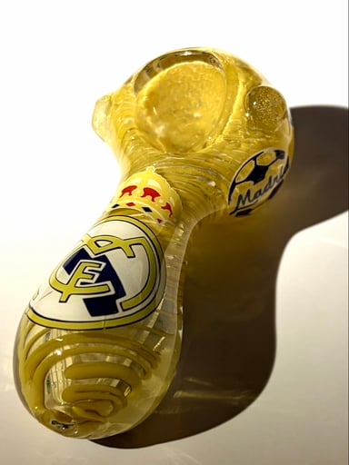 Preview pic of Real Madrid, Hala Madrid! Soccer fan 4” Glass pipe, custom art, personalized 420 gifts