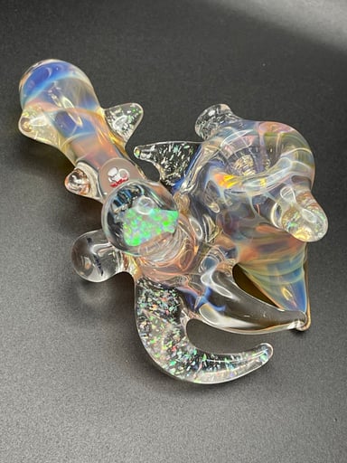 Preview pic of Down the Rabbit Hole, Color Changing Side Car with Cheshire Cat and Amanita murrinis and gilson opals